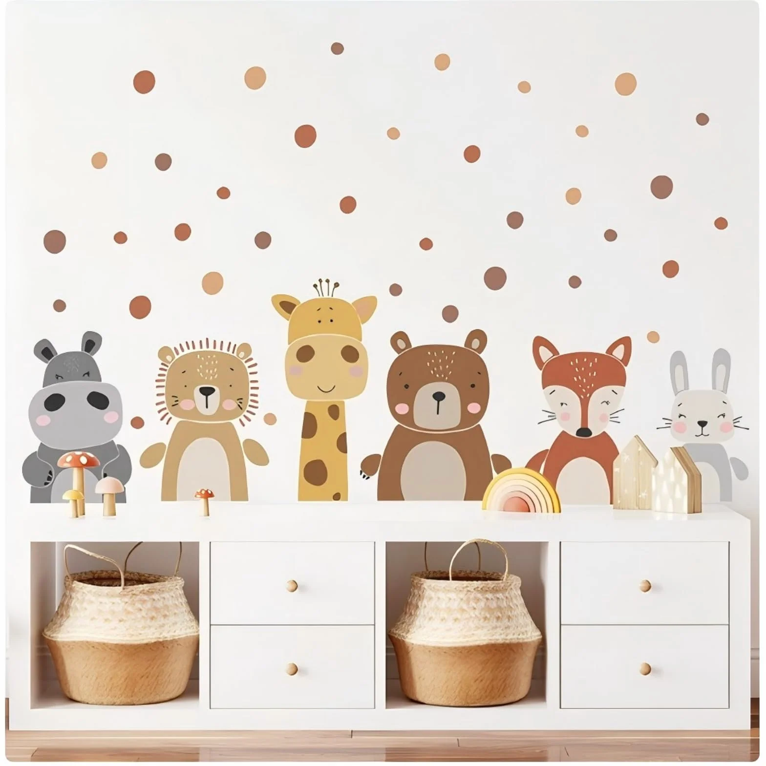Pegatinas de Pared Animales de la Jungla León Mono Koala Cebra Vinilos Decorativos Rama Árbol Amarillo