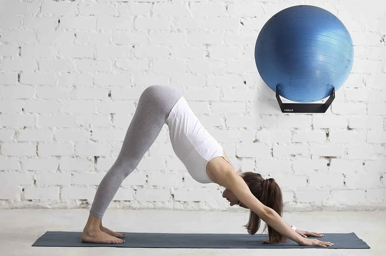Soporte de Pared para Pelota de Pilates, Yoga, Fitness, Acero al Carbono