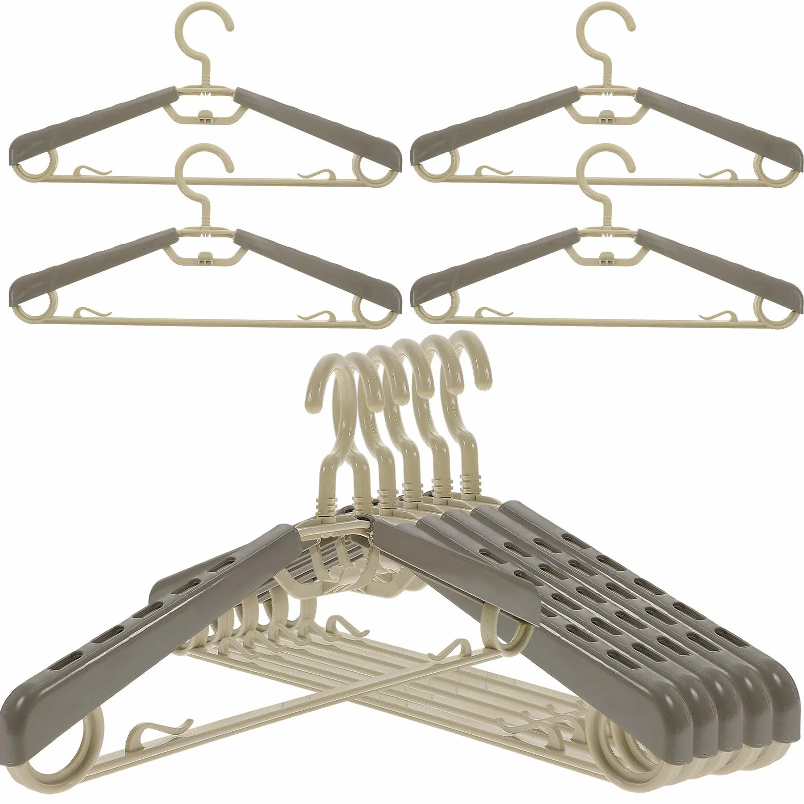 Garneck 10 Perchas Ajustables para Ropa Diseño Ergonómico y Estructura Resistente de Abs, Extra Anchas y Expandibles para Optimizar el Almacenamiento el Armario
