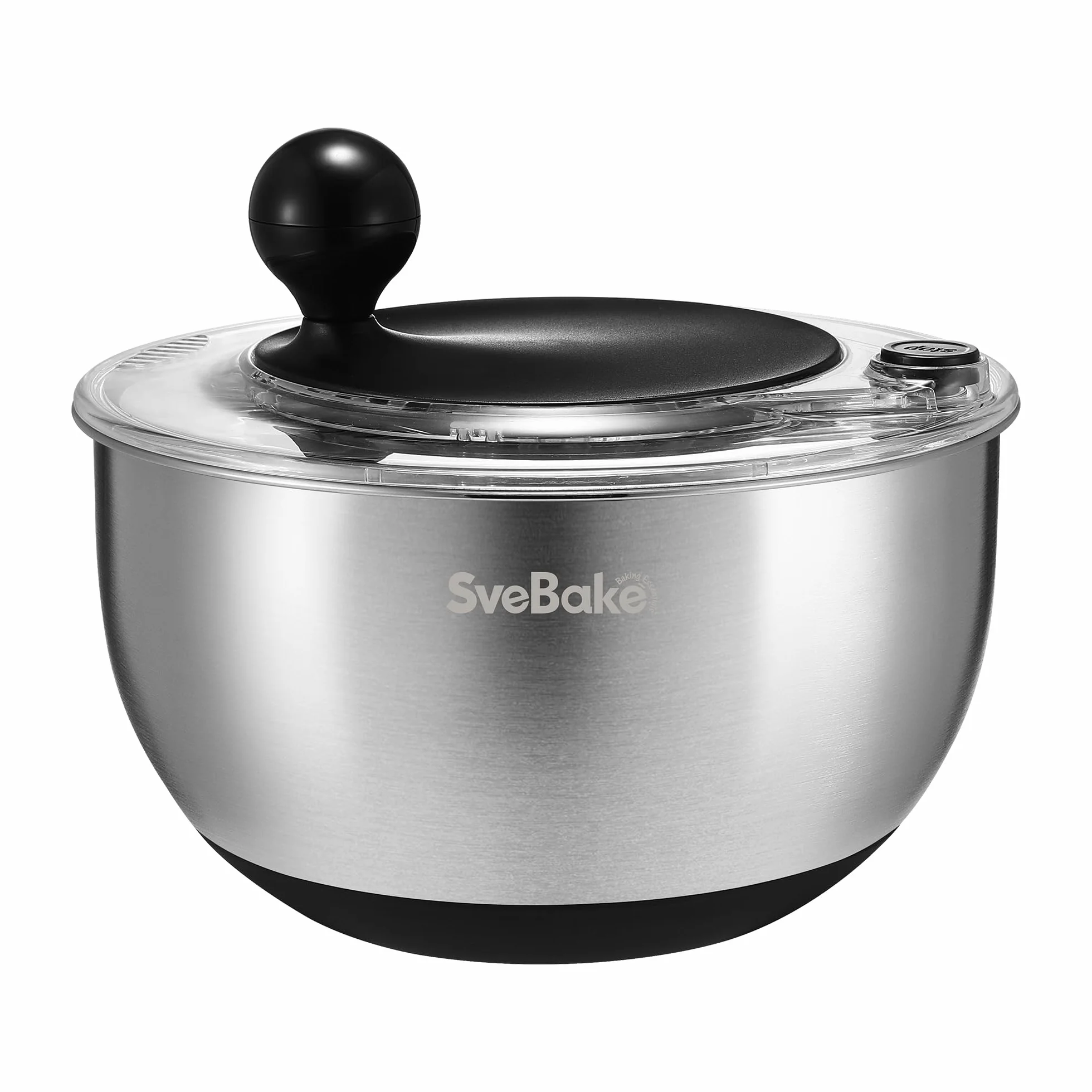 SveBake Centrifugadora Lechuga Acero Inoxidable con Botón de Parada, 5.3L Escurridor Verduras con Base Antideslizante, Escurridor Ensalada Sin BPA