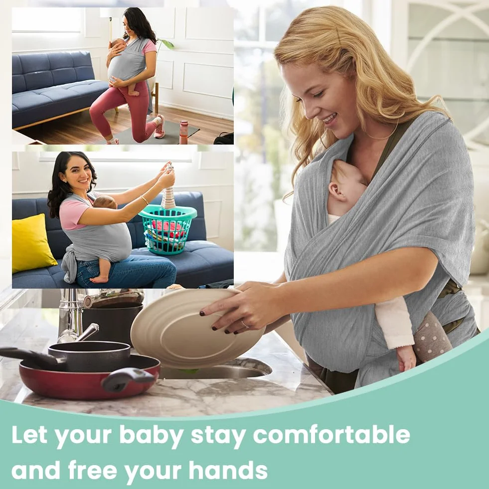 Portabebés Ergonómico Ajustable para Bebés hasta 15kg, Multifuncional Respirable, Manos Libres (Gris Claro)