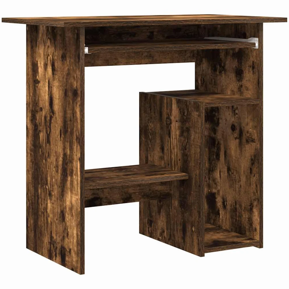 vidaXL Escritorio Mesa Ordenador Estudio Oficina Muebles Despacho Sala Almacenamiento Estantería Madera Contrachapada Roble Ahumado