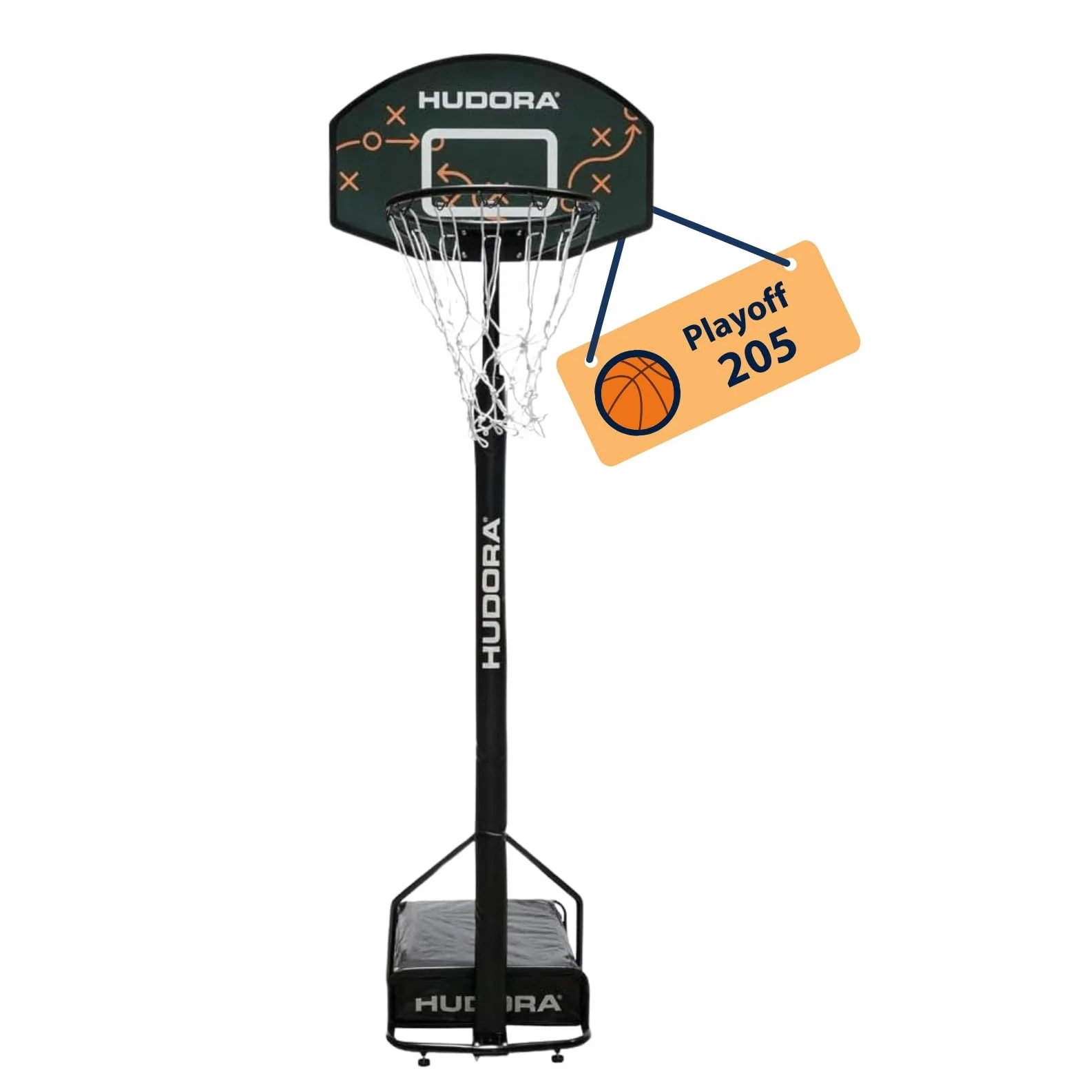 HUDORA Soporte de Baloncesto Playoff 205 Ajustable en Altura con Ruedas para Exterior