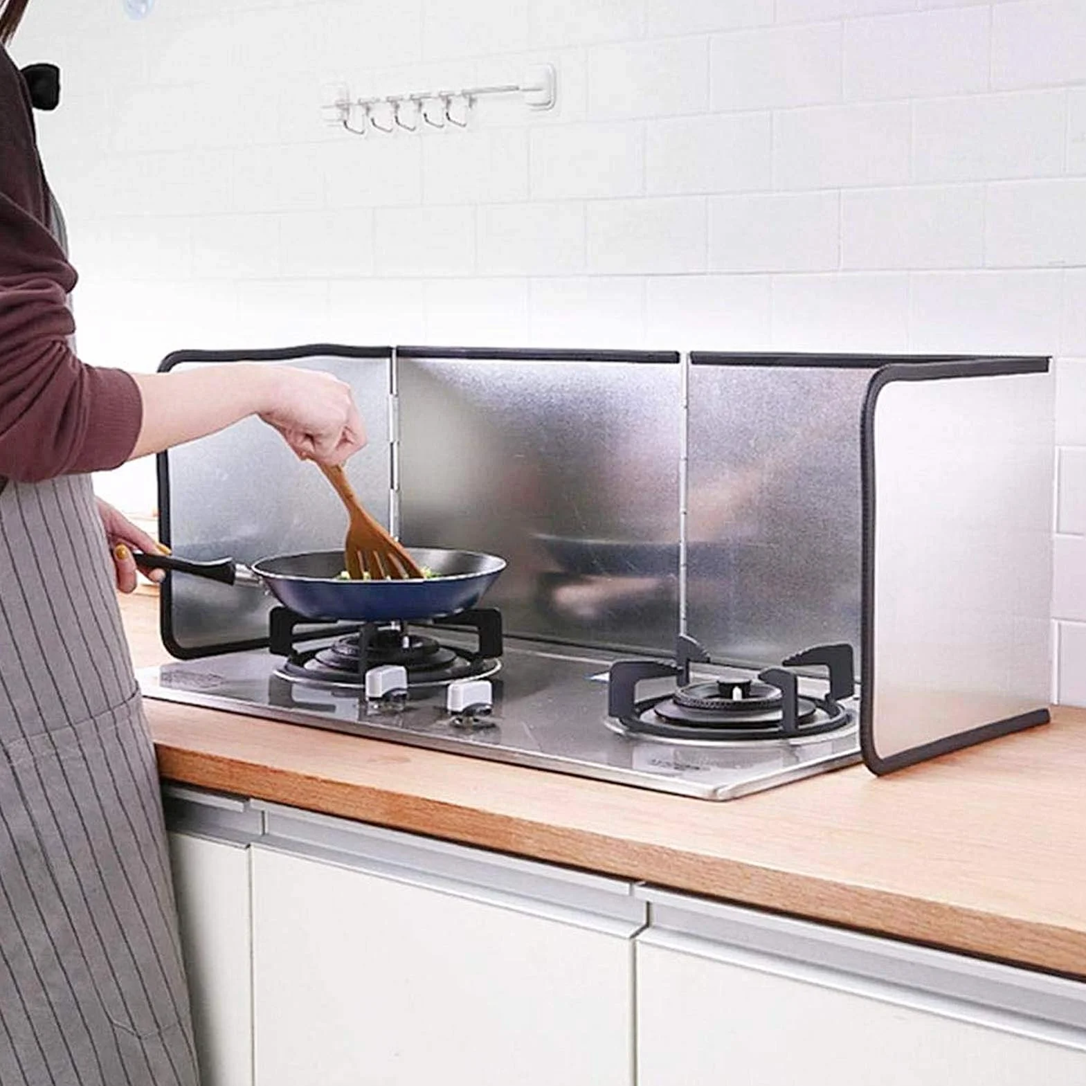 Pantalla Antiadherente de Tres Lados Protector contra Salpicaduras de Cocina Plegable (XL)