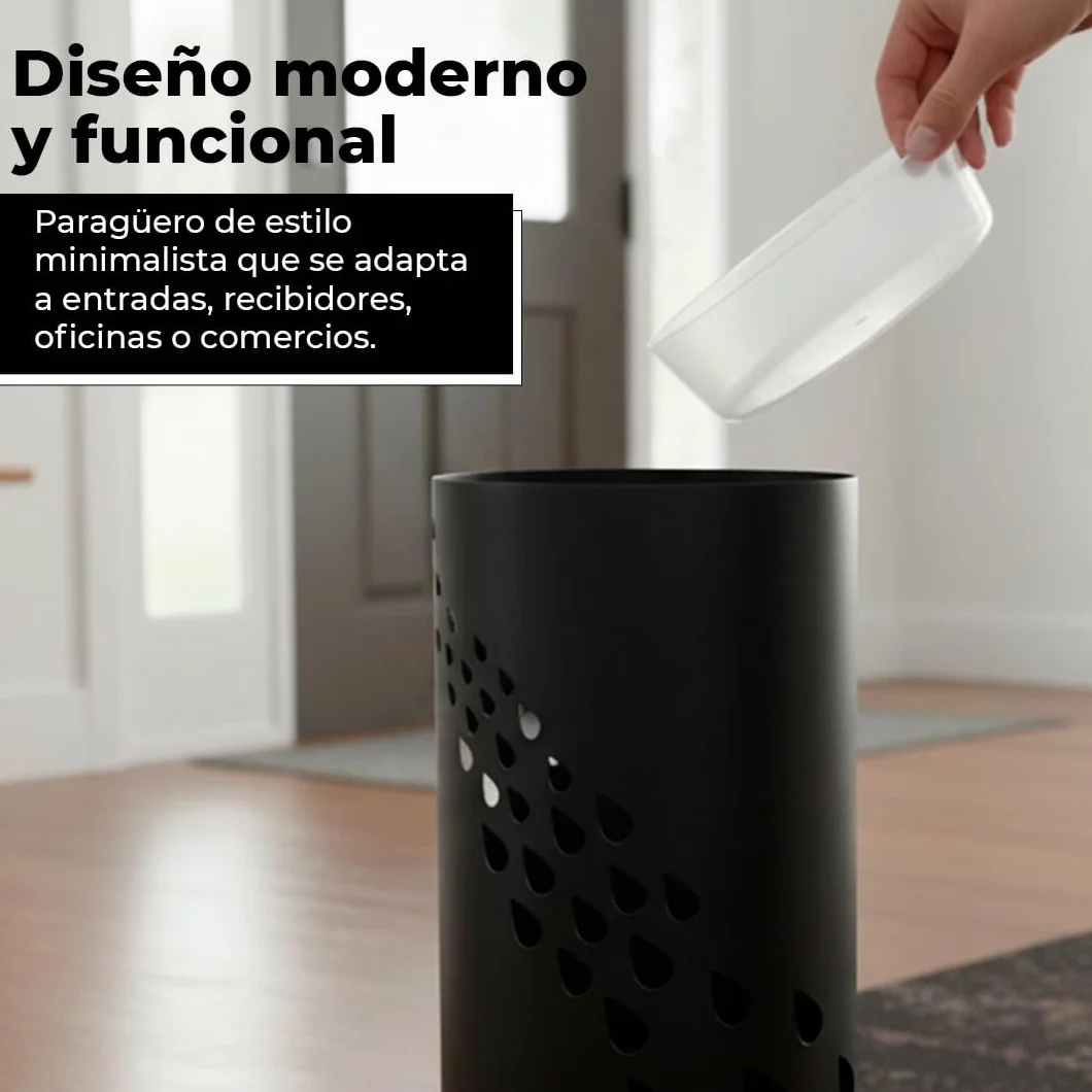 HERSIG - Paraguero Metálico - Paragueros Modernos y Decorativos - Paragueros Originales para Entrada, Recibidor, Oficina o Comercio | Paragüero de Diseño Elegante y Funcional - Diseño Moderno - Negro