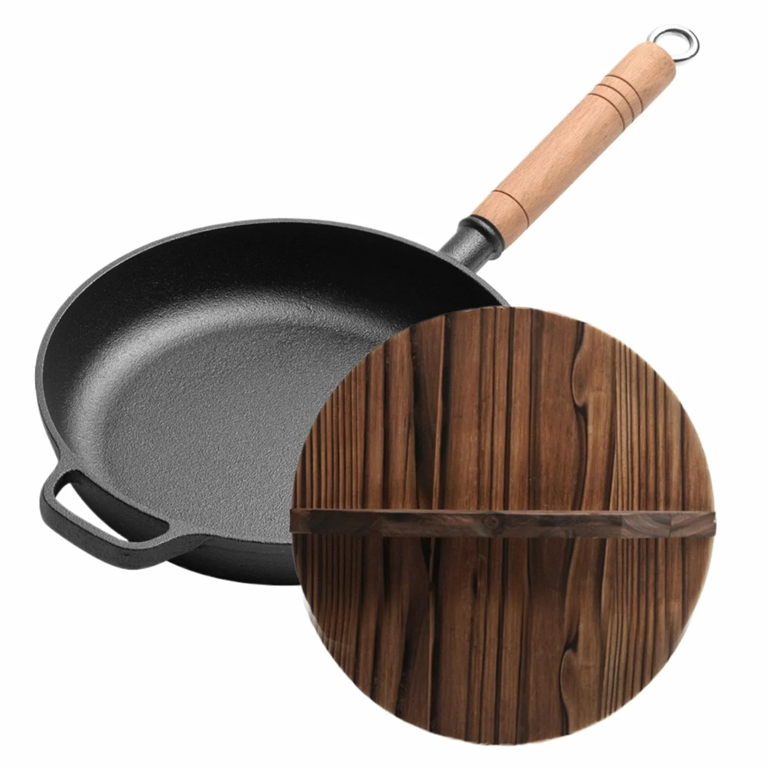 Sartén De Hierro Fundido Cacerola Ergonómica Con Mango De Madera Extraíble | Plancha Grill Cocina Para Sellar Hornear Cocinar Acampar Cocina Hogar Tortilla Pescado Huevos Panqueques