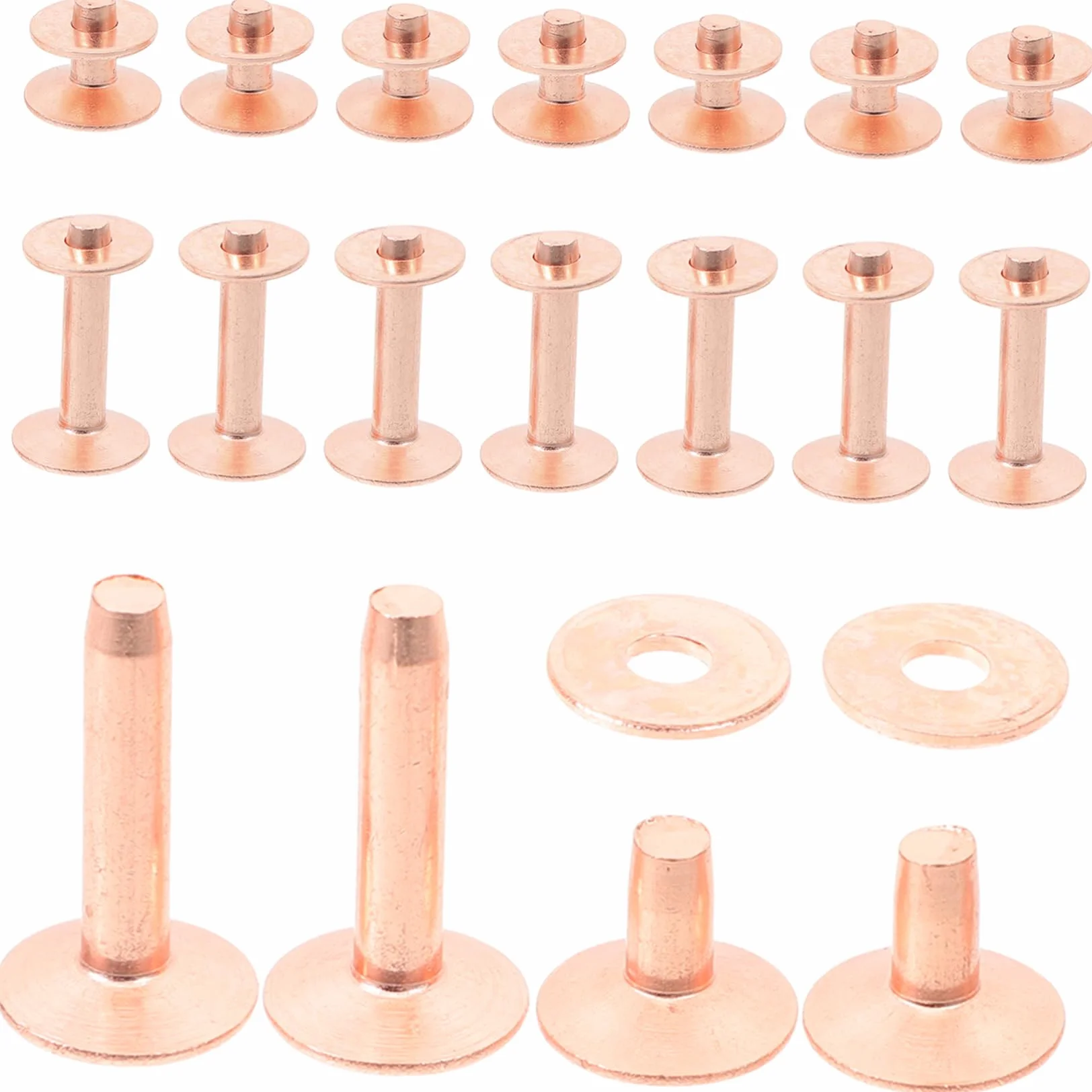 VILLCASE 154piezas Clavos de Cobre Remaches Redondos de Metal para Cuero Kit de Remaches Metálicos para Manualidades Clavos para Bolsos Punk Uso Cinturones de Cuero y Zapatos