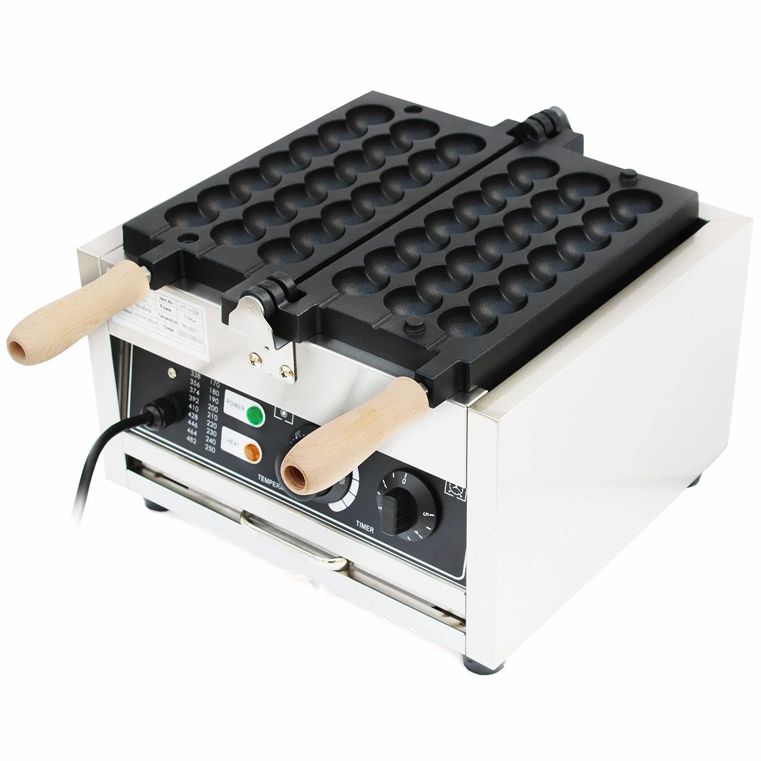 Gofrera para 6 gofres con carcasa de acero inoxidable para gofrera de 1500 W con placas antiadherentes Hog Dog, Electrodoméstico