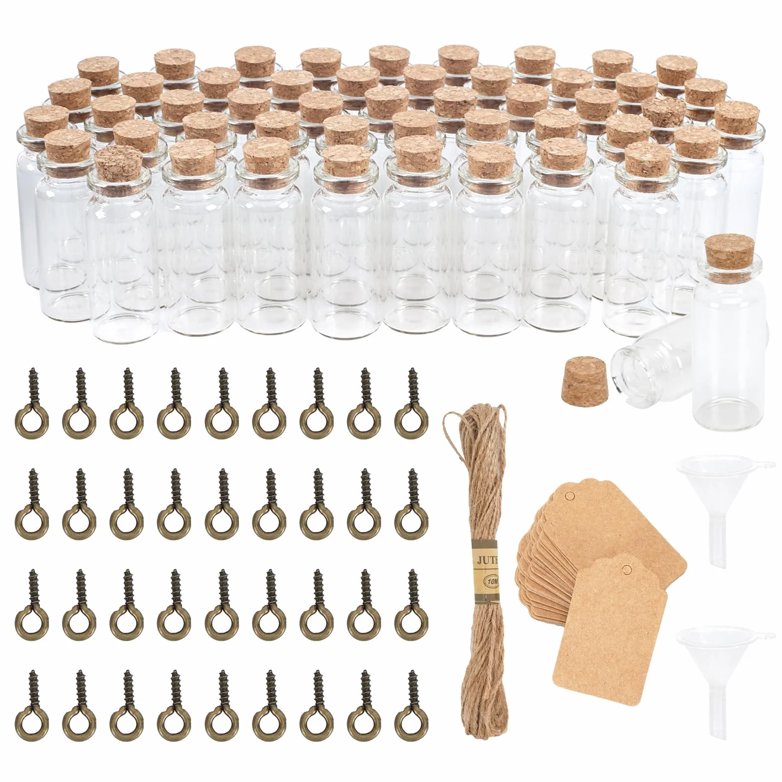48 Piezas Botella de Vidrio Mini Botellas de Cristal 10ml Frascos de Cristal Pequeños con Tapa Botellas Pequeñas de Cristal Decorativas para Decoración de Bodas Cumpleaños Fiestas Navideñas