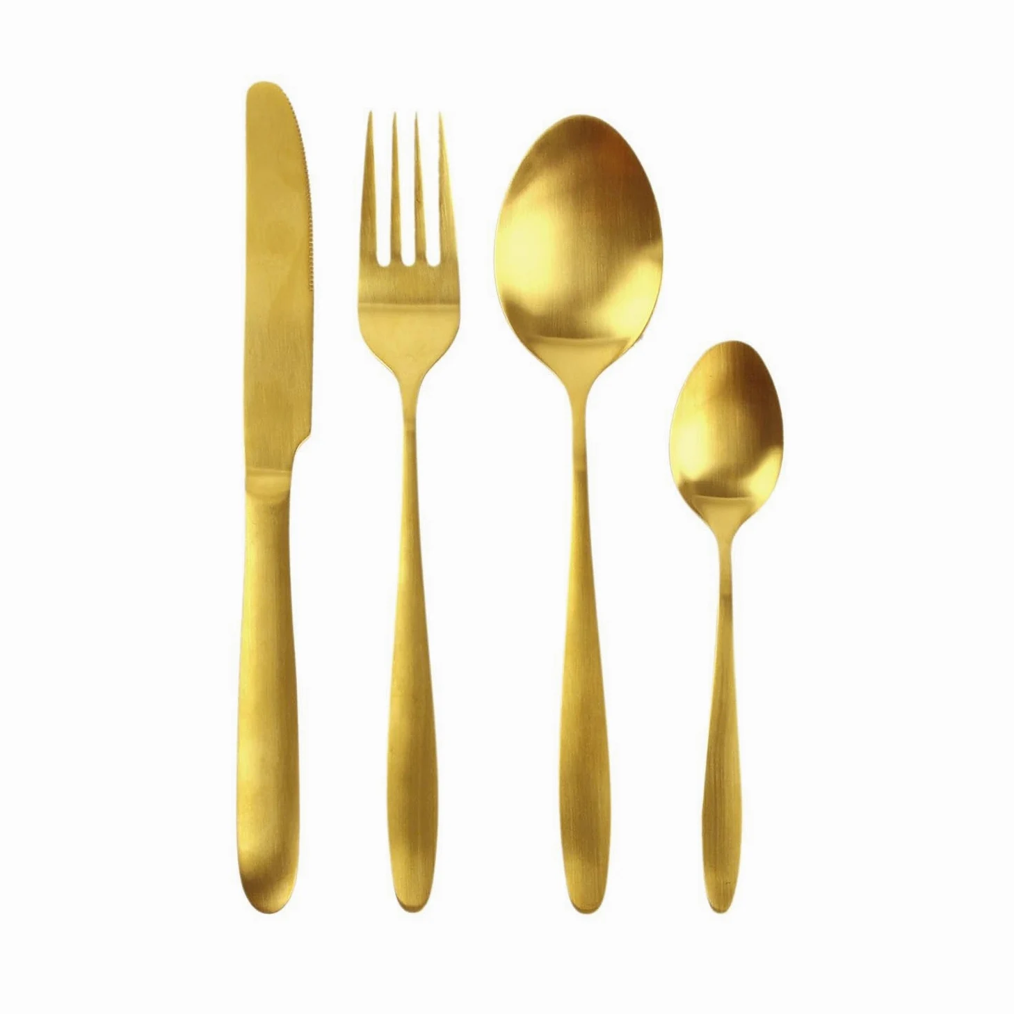 Juego de 3 cubertería de acero inoxidable, diseño dorado, 48 cubiertos, color dorado