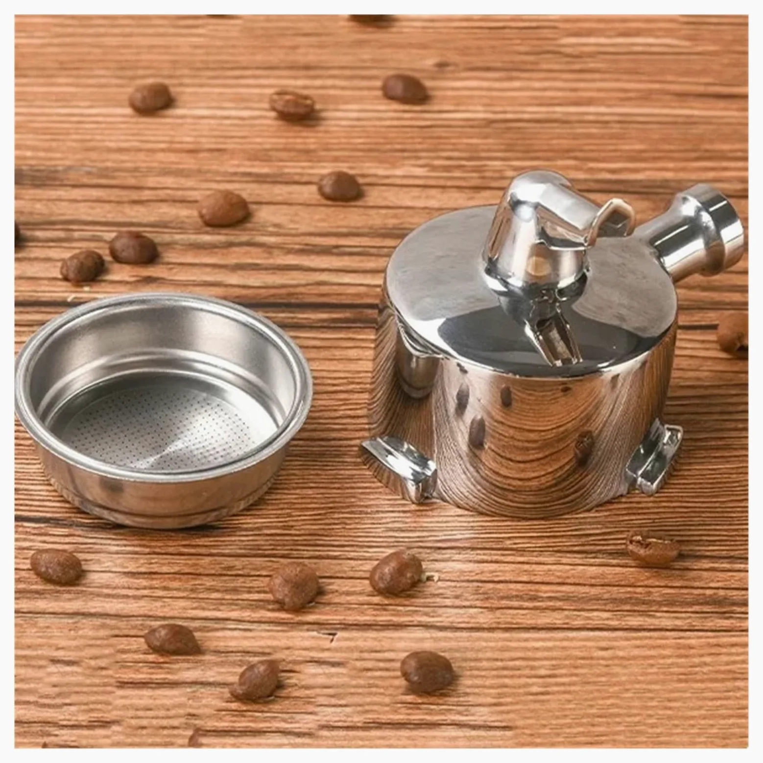 Compatible Con Delonghi, Compatible Con Dedica, EC680/685 ECP33.21 ECP35.31 De Acero Inoxidable, Soporte De Filtro De Portafiltro De Café De Doble Boquilla De 51 Mm De Cabezal Único(3 ears)