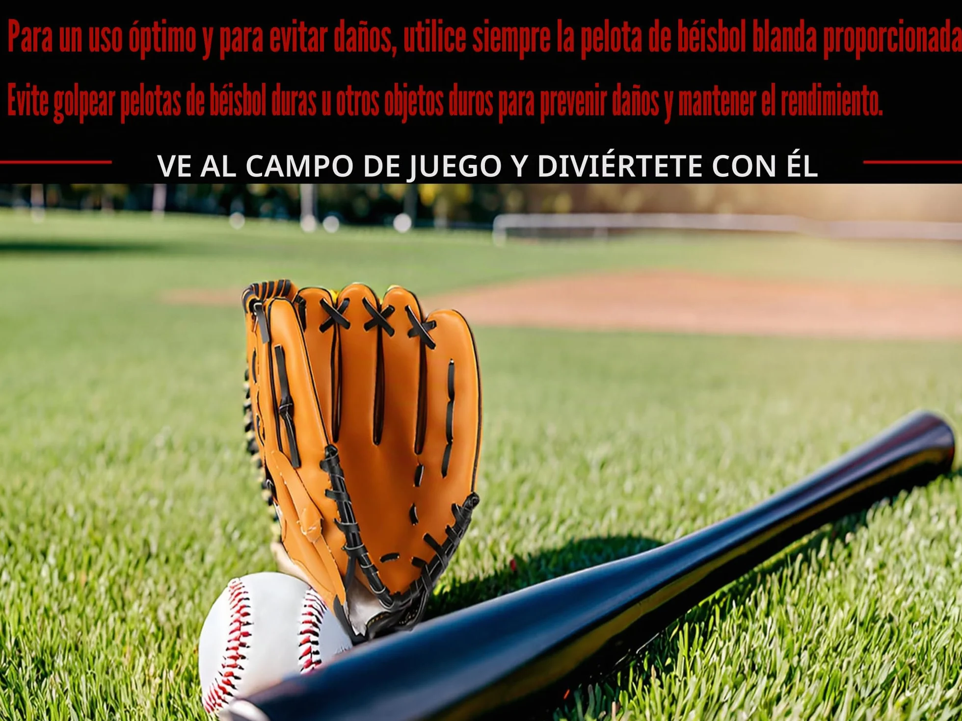 Set de Bates de Sóftbol y Béisbol con Guante y Pelotas, Bate de Aluminio de 63 cm/25 Pulgadas