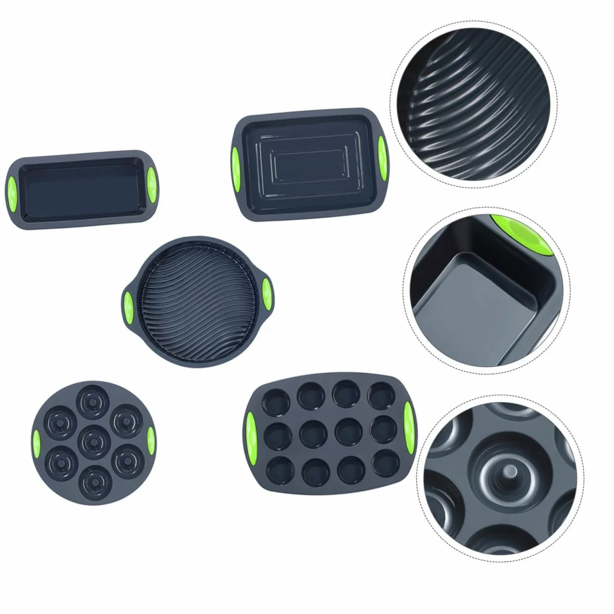Luxshiny Molde para Hornear Pasteles 5 Piezas de Silicona Gris, Kit Práctico para Repostería y Bizcochos en Horno