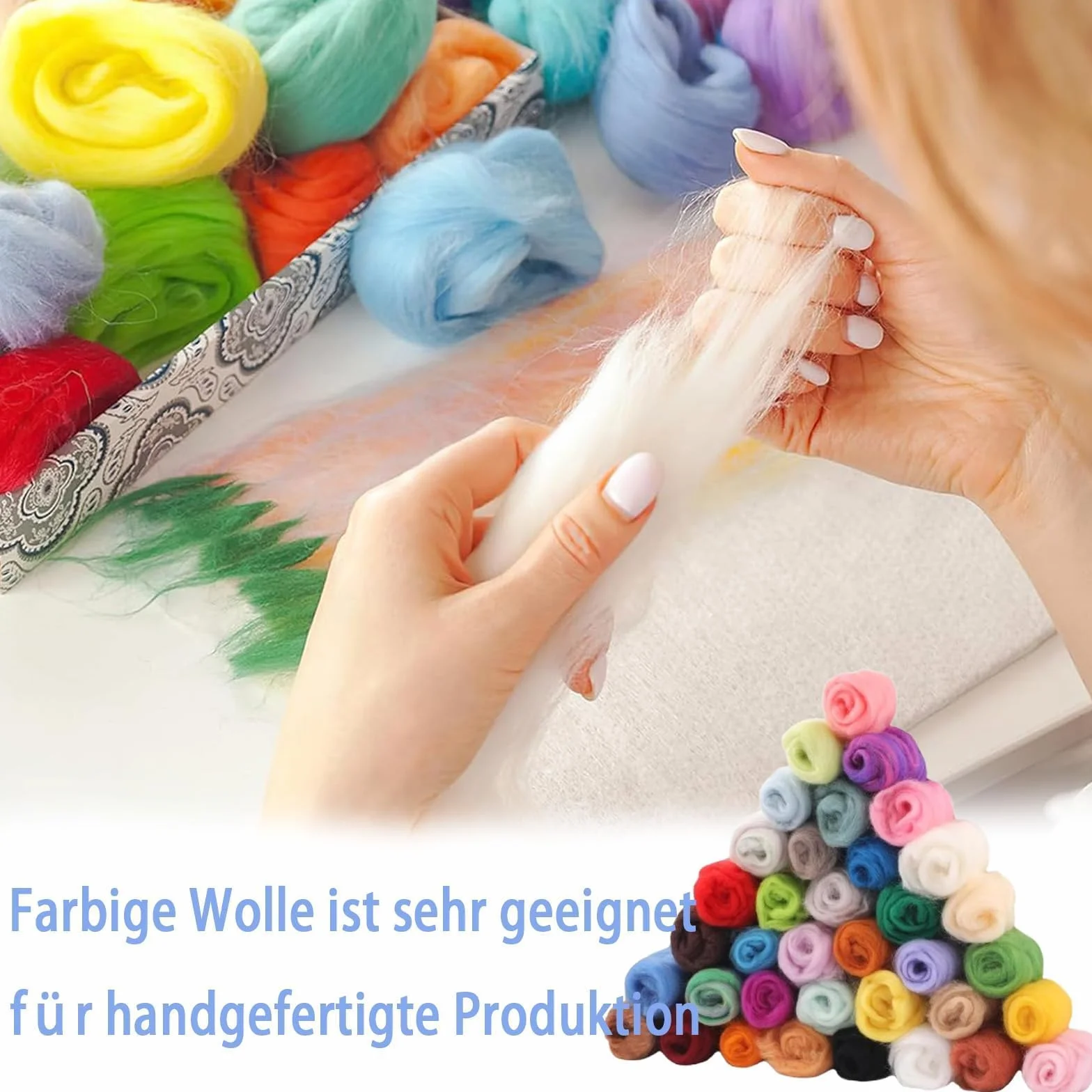 36 colores de lana de fieltro, lana de cuento de hadas para fieltro, proyectos de bricolaje, fieltro seco y húmedo
