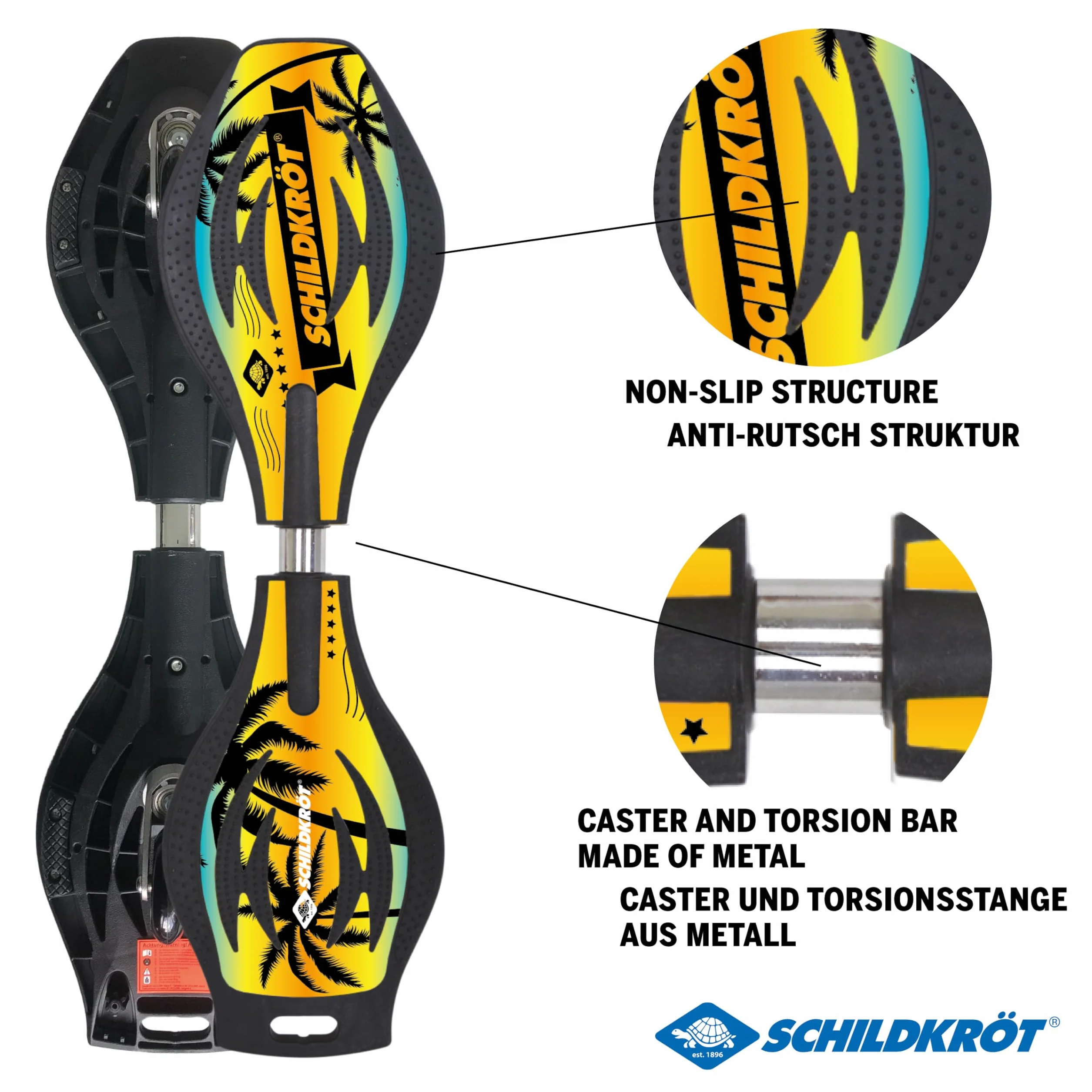 Schildkröt Waveboard Good Vibes, Tablero Ligero y Ágil, Cubierta Grande Antideslizante