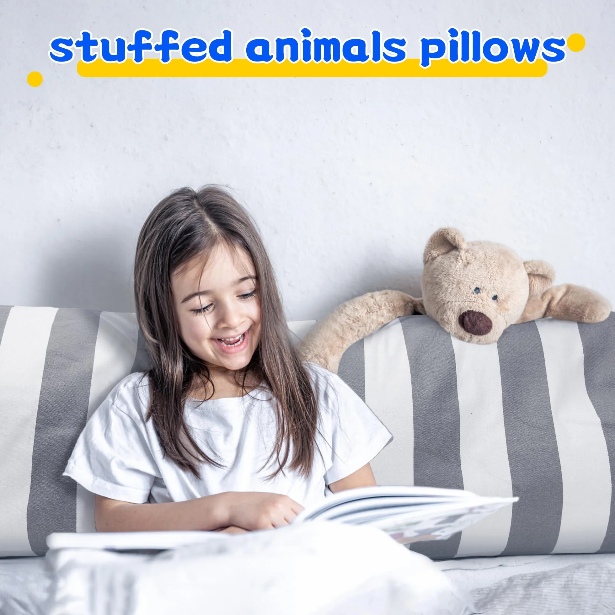 Funda para puf de almacenamiento de animales de peluche para niños, bolsas organizadoras de juguetes de peluche para niños y niñas, una cremallera de longitud completa, decoración de muebles