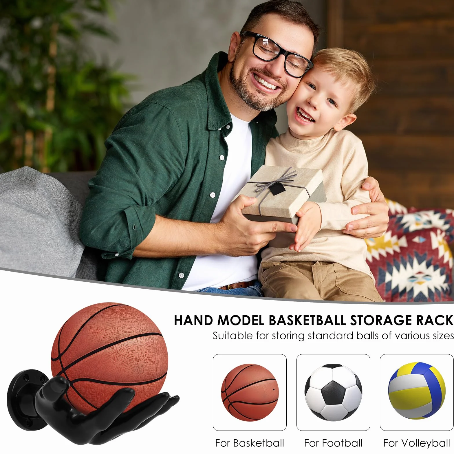Soporte de pared para baloncesto 15 x 21,5 cm con tornillos y clavos