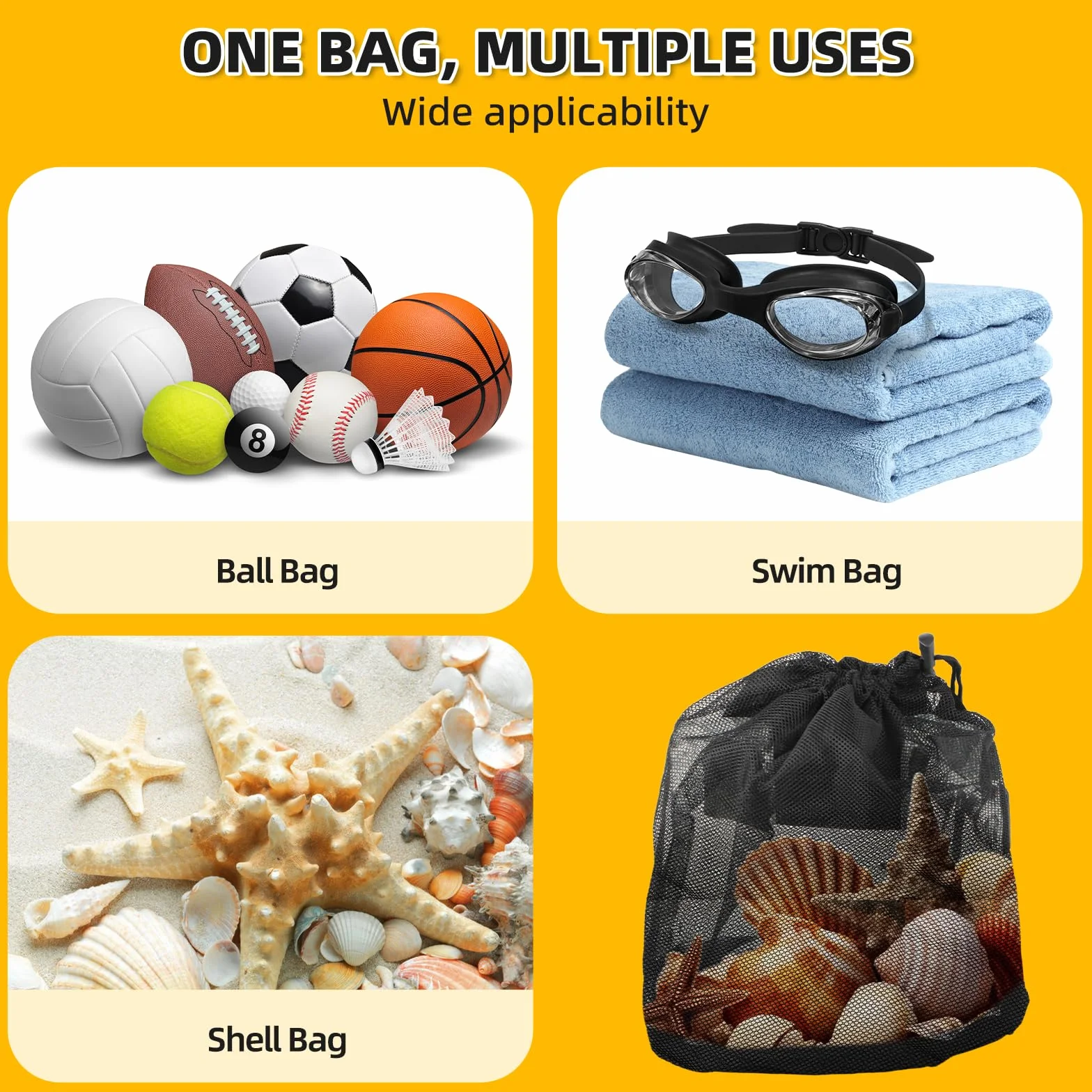 Bolsa Baloncesto 16L con Red Plegable - Bolsa Cremallera Mosquetón para Baloncesto Fútbol