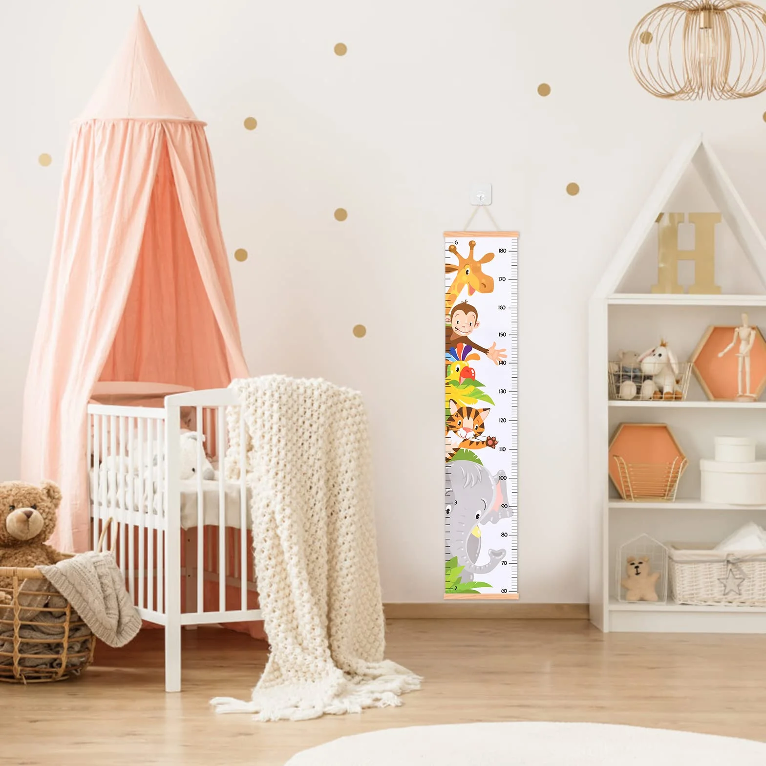 Medidor de Altura para Niños Pared Montado, Tablas Altura Animales Dibujos Animados Decoración Habitación Bebé