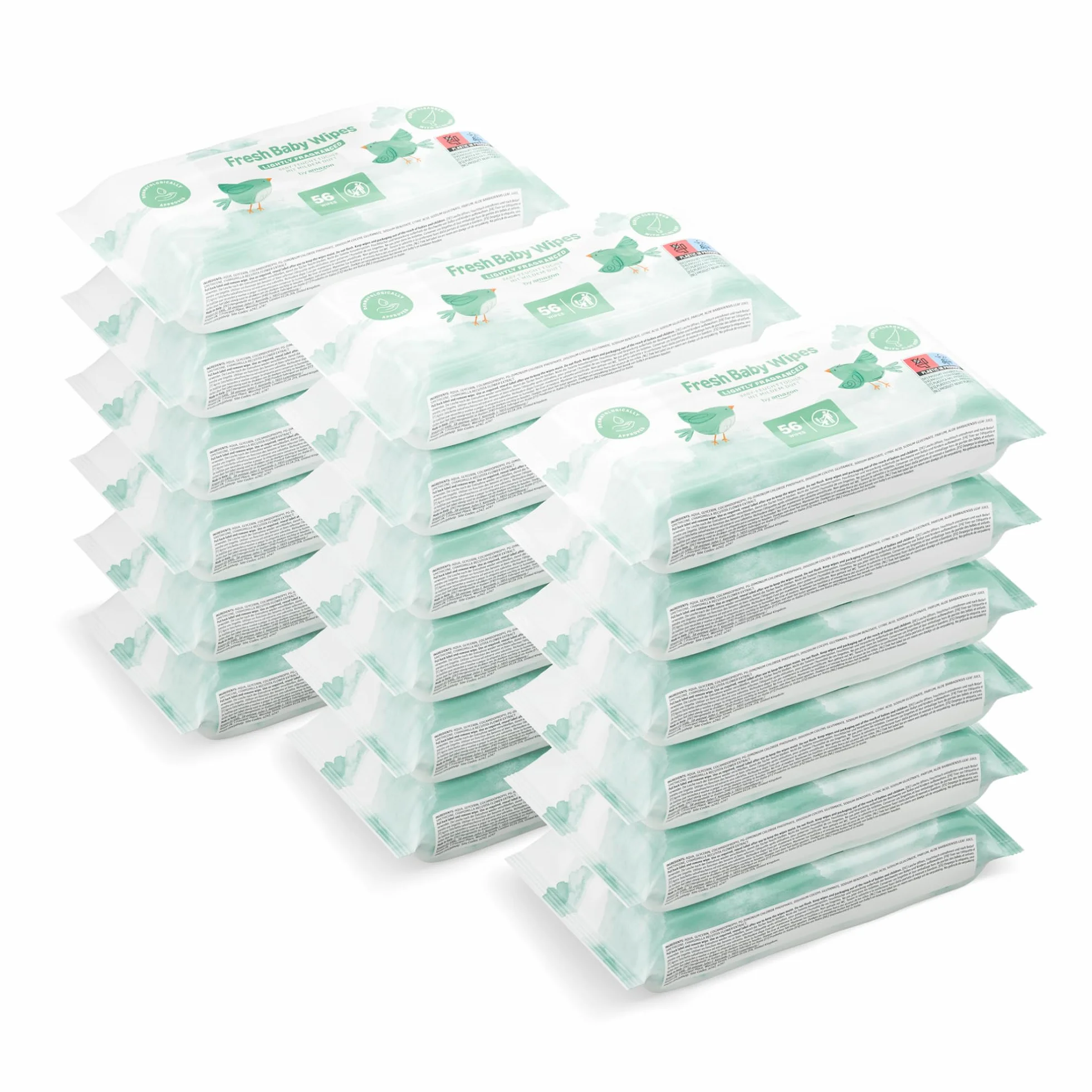Toallitas refrescantes para bebé sin perfume, 1008 toallitas, 18 paquetes