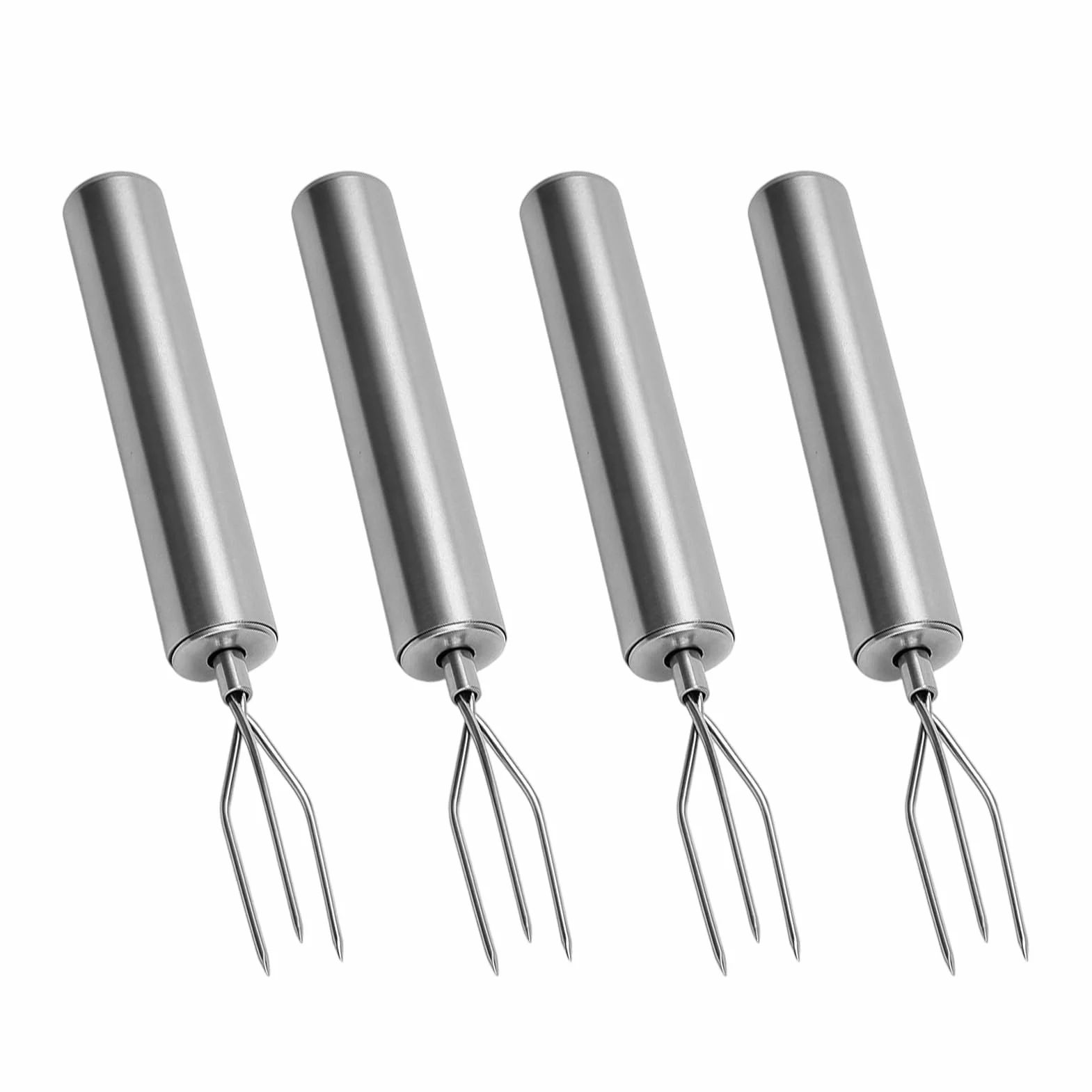 Juego de 4 Tenedores para Papas Asadas de Acero Inoxidable 430 - Pinchos para Maíz Reutilizables, Tenedores para Carne (14.5 cm) - Para Pelar, Parrilla y Camping - Ecológicos y Aptos para Lavavajillas
