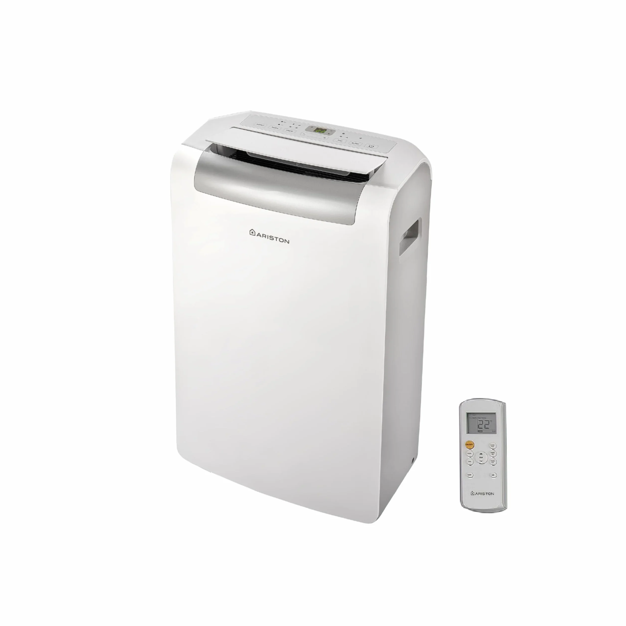 Ariston, Mobis 10- Pinguino Aire Acondicionado Portátil Silencioso con Temporizador y Mando a Distancia, Climatizador 24x69x2.5 Blanco Fabricado para Instalación en España, Eficiencia A+ Rango(A+++/D)