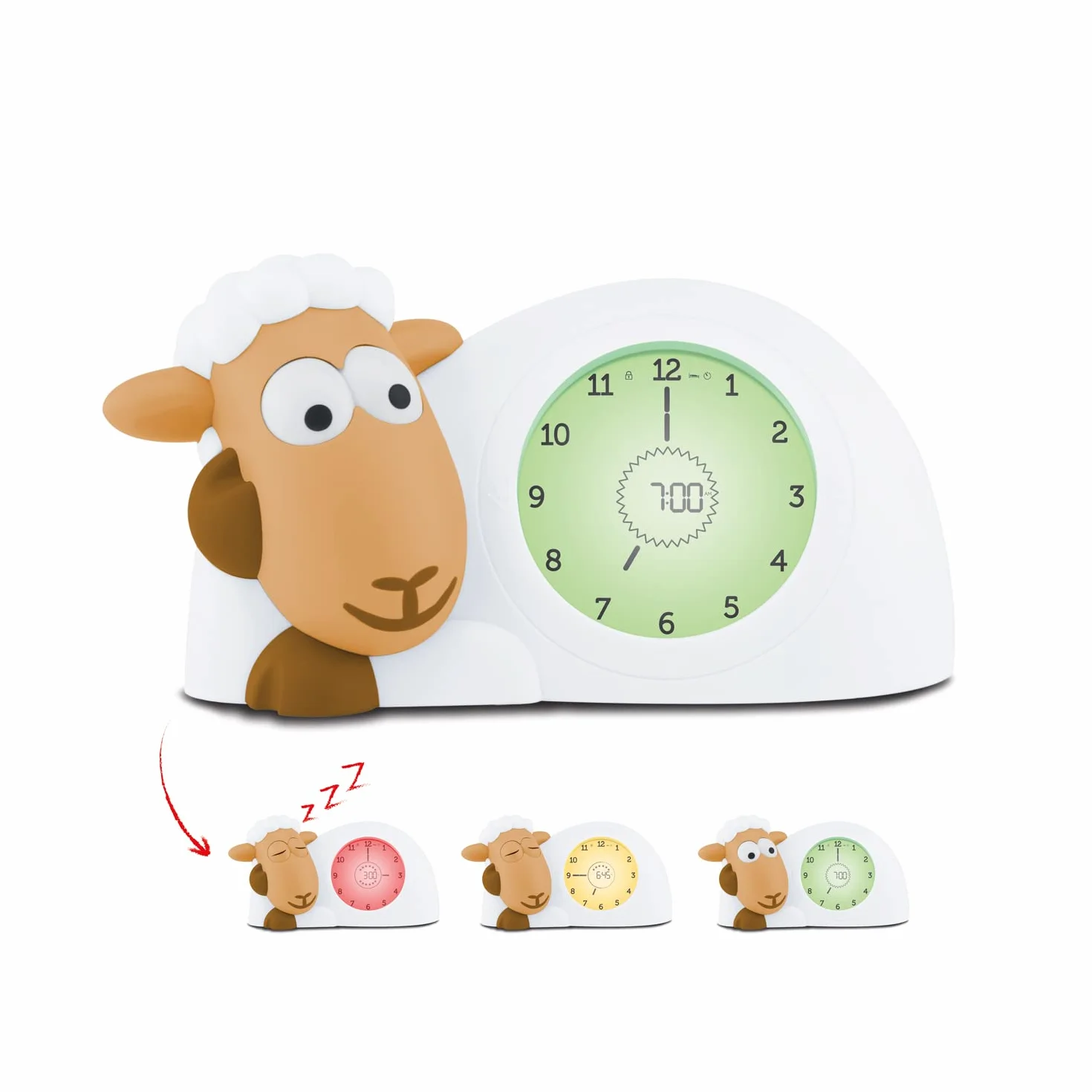 Zazu Reloj Despertador Digital para niños y bebés, ZA-SAM-08, Camel