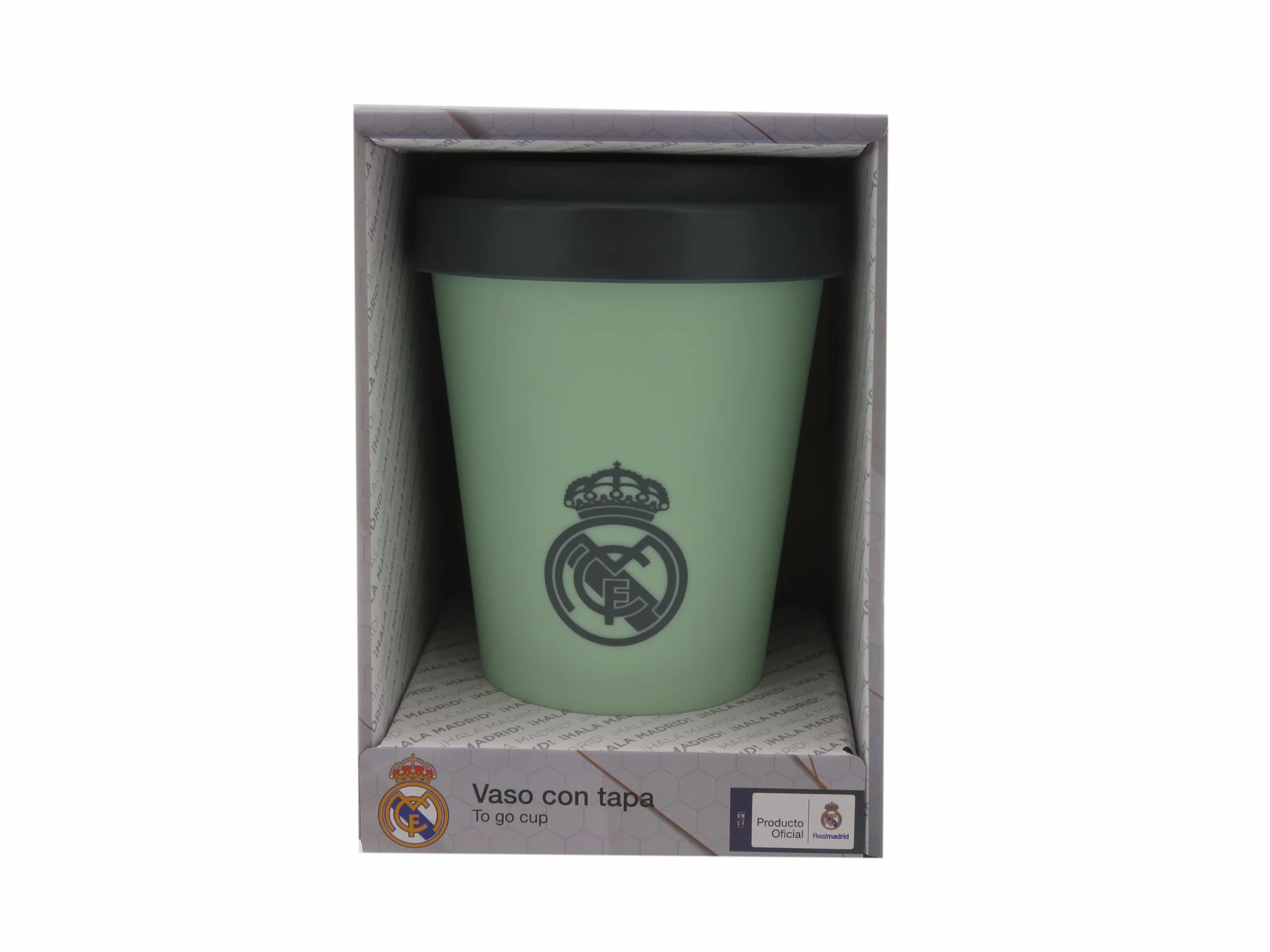 CYPBRANDS Real Madrid Vaso para llevar con Tapa Verde Oficial