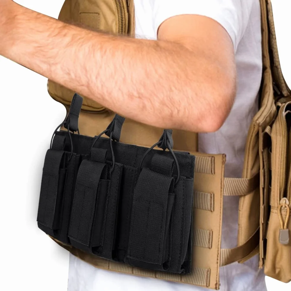 Bolsa para Cargador Molle, Bolsa Triple con Apertura Superior, Bolsa Táctica para Cargador de Pistola 5,56 mm