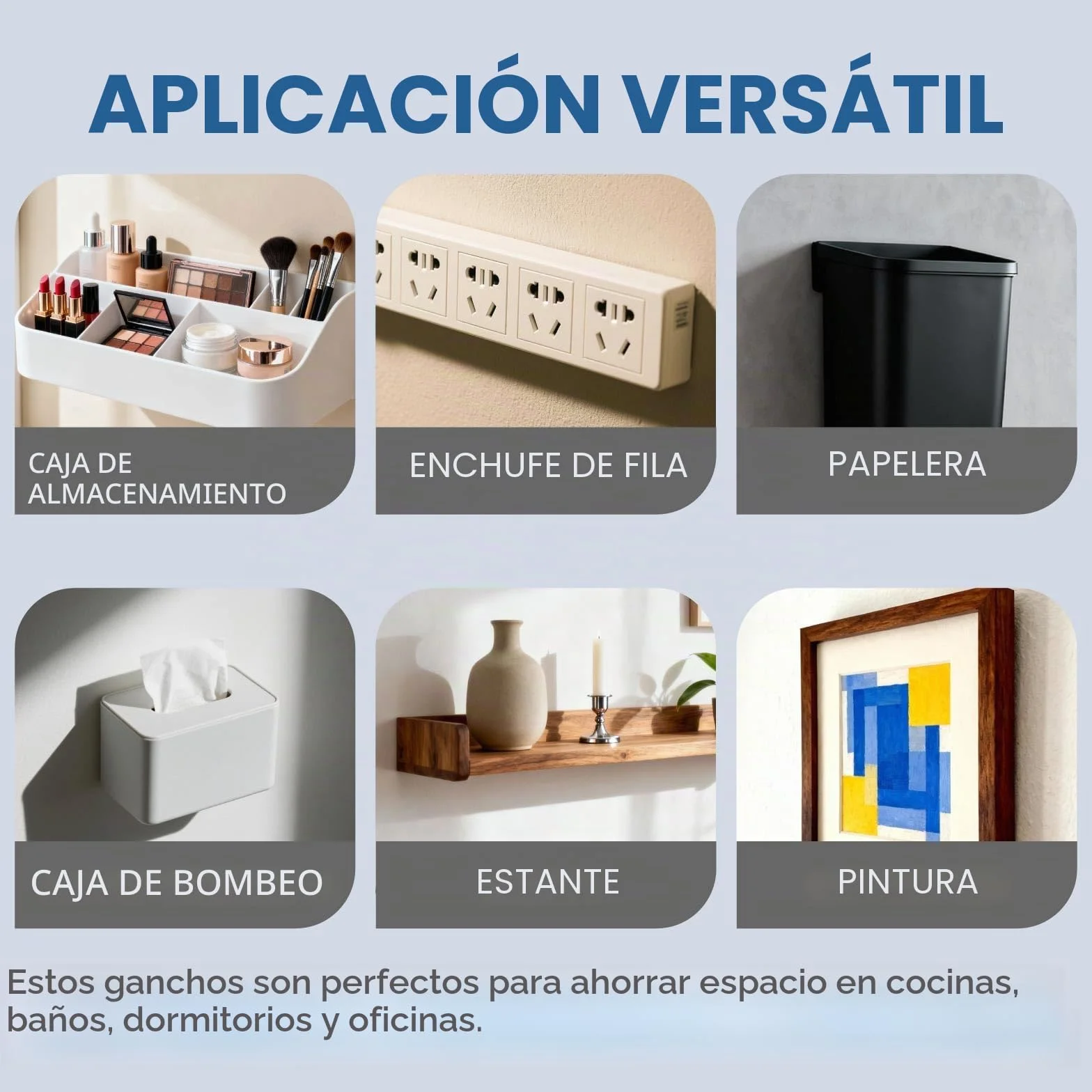 Ganchos adhesivos (ganchos mágicos) - Pack de 5 | 5 kg de capacidad de carga & Sin perforación | Ganchos adhesivos impermeables para pared para baño, cocina, dormitorio y entrada | Organizador