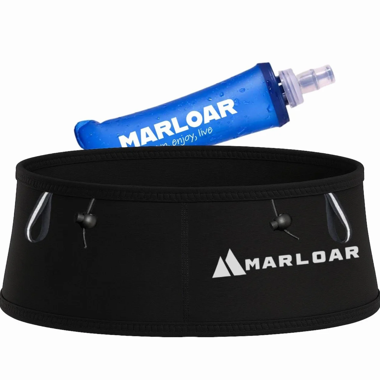 Cinturón Running con Soft Flask 250 ml Riñonera Unisex Portadorsal Porta Bastones Trail Running BlackEdition XL