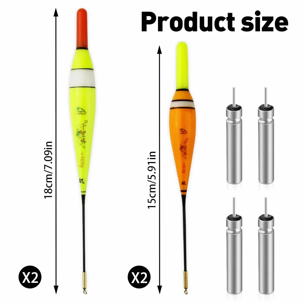 LED Flotadores de Pesca 4 Piezas con Sensor de Gravedad y Base de Metal para Lago Río Estanque