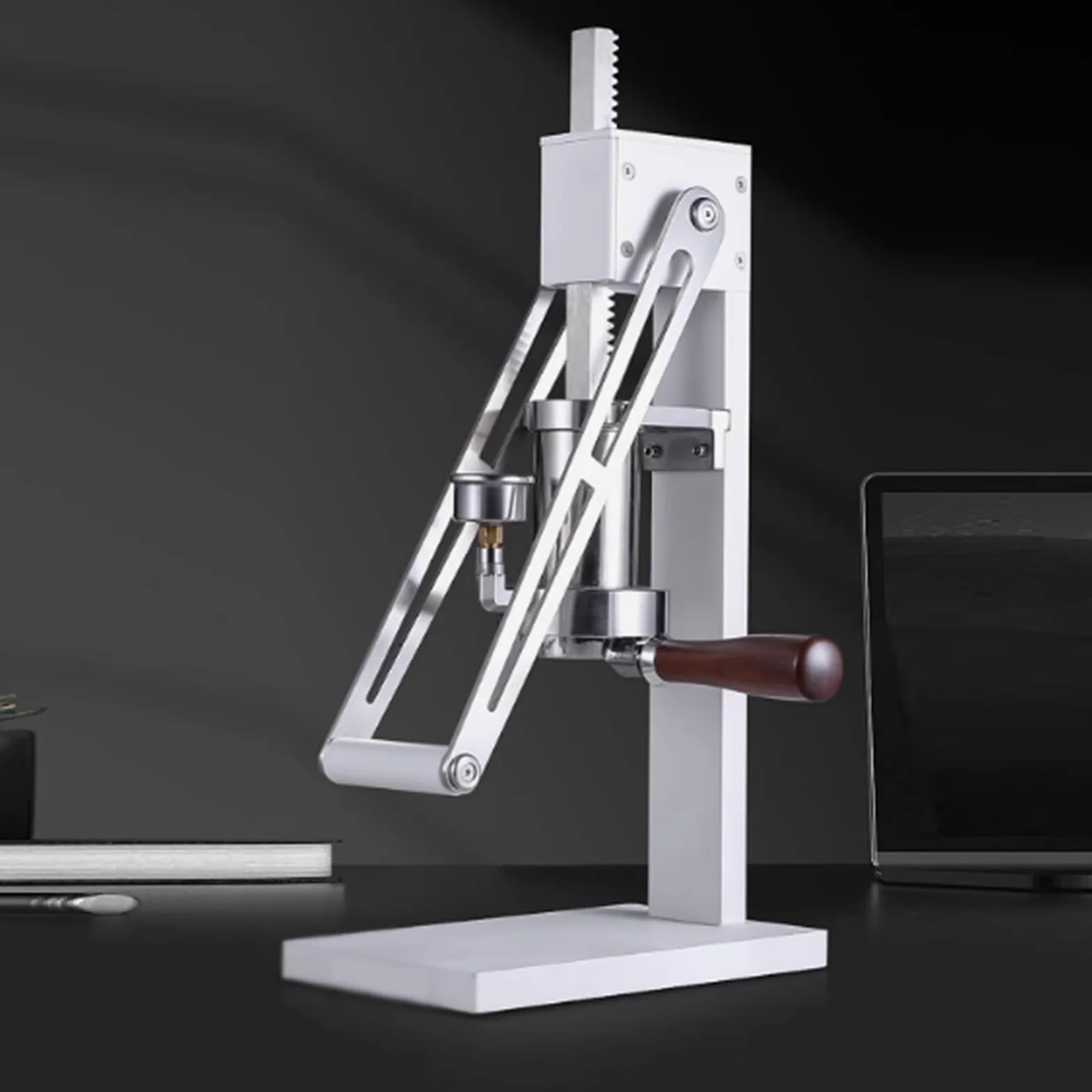 Máquina de espresso de palanca manual, máquina de prensa de espresso con cámara de presión, pistón y mango sin fondo para uso doméstico y exterior