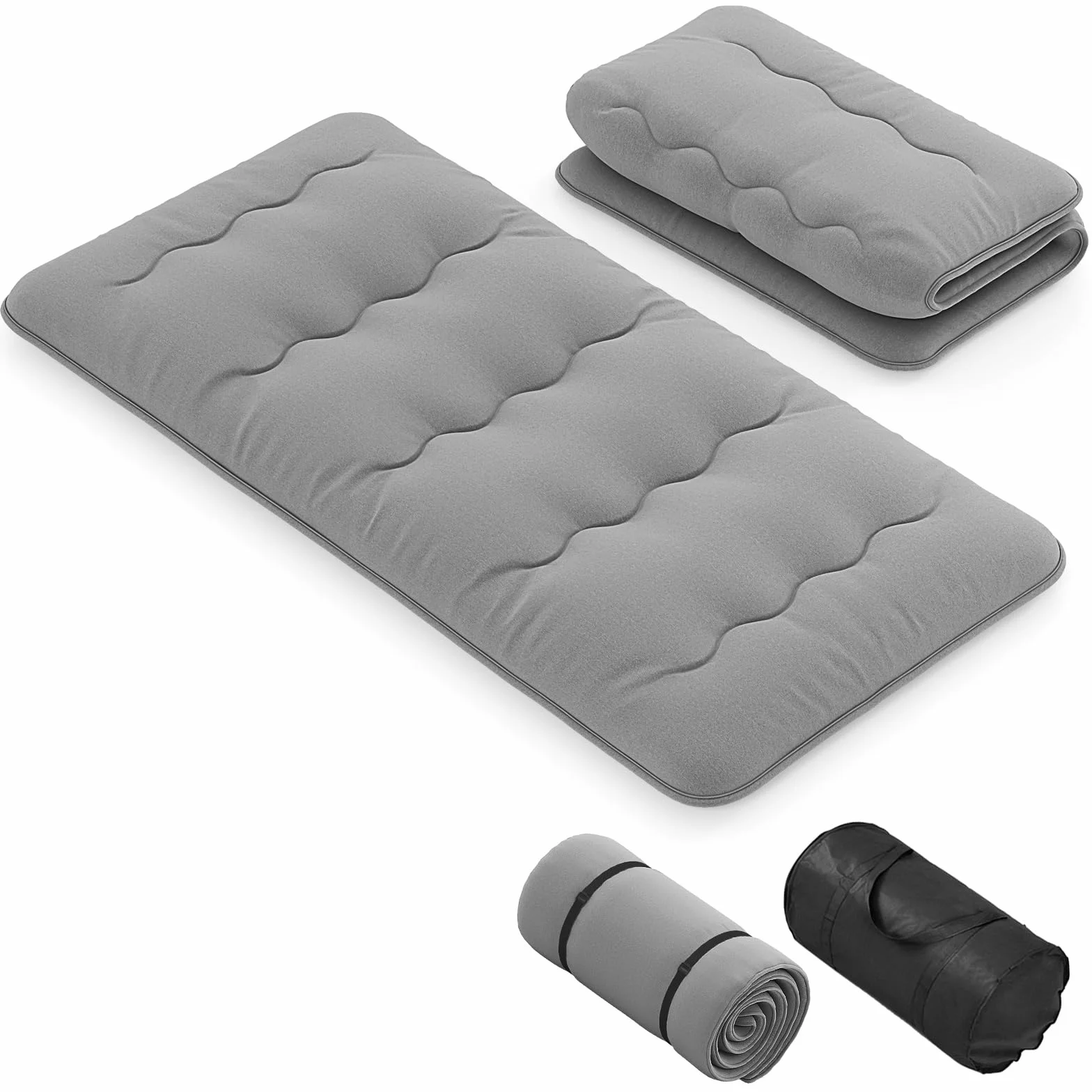 GOPLUS Colchón Futón Japonés 1/2 Personas, Colchoneta Plegable y Portátil con Bolsa de Transporte, Tapete de Tatami para Camping Viaje (Gris,200 x 90 cm)