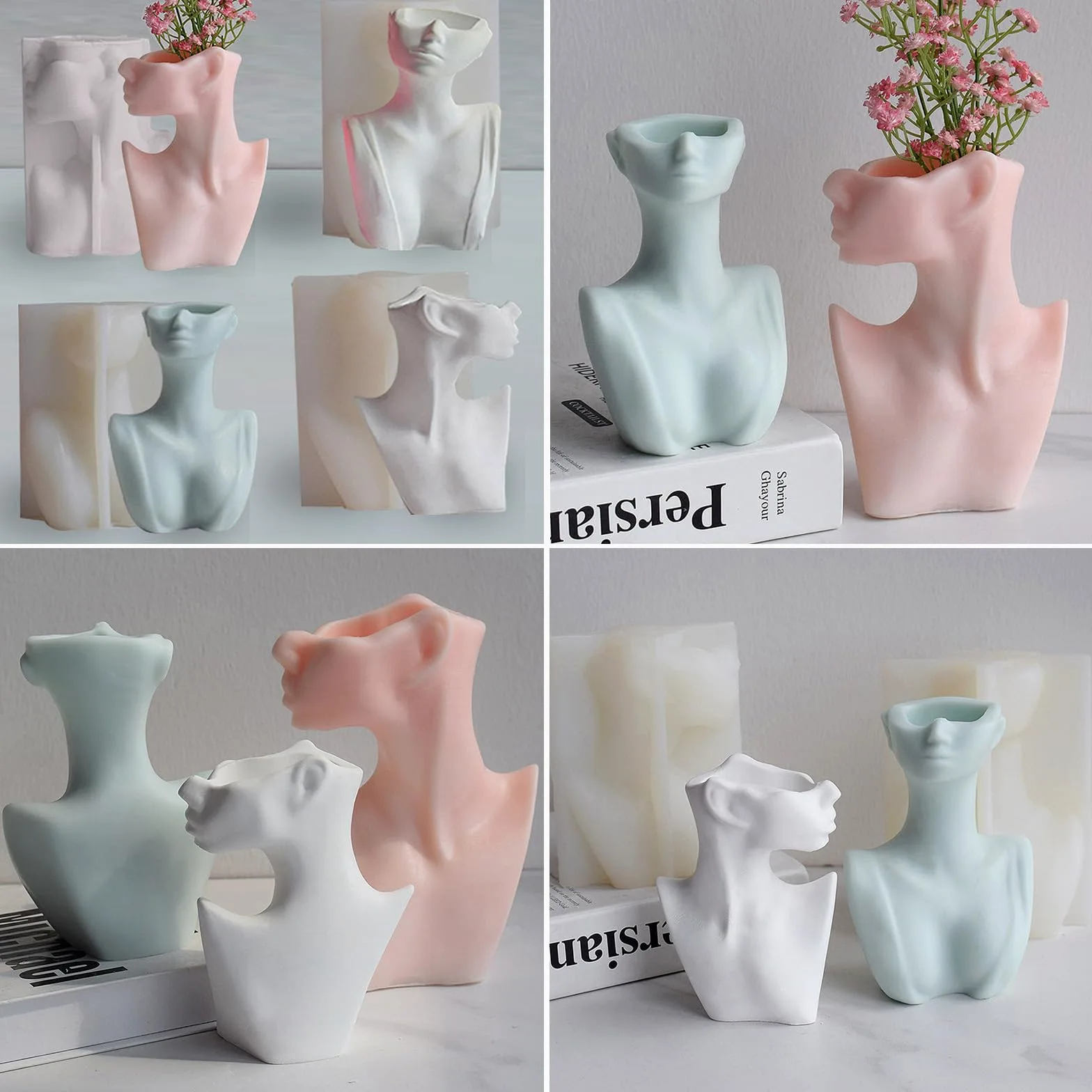 Molde de silicona para hornear de chocolate, diseño de flores 3D, para manualidades, jabón reutilizable, suministros de yeso, hogar, retrato abstracto, forma de flor
