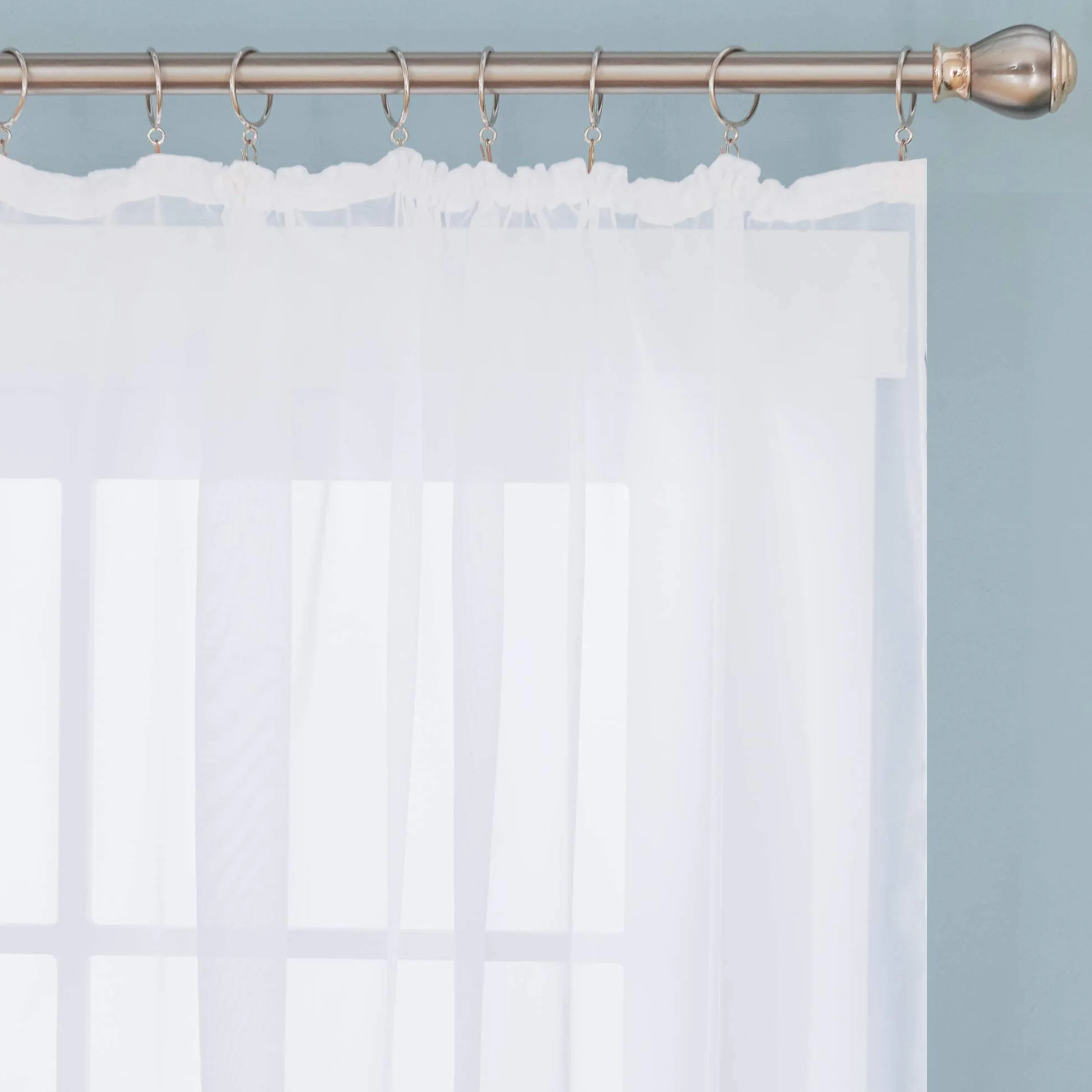 Deconovo Visillos Gasa Voile Efecto Lino Cortinas Traslúcidas 2 Unidades 132 x 242 cm Blanco