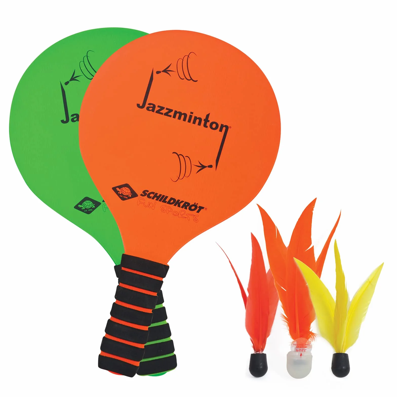 Schildkröt Jazzminton 970155 - Juego de 2 Raquetas, 3 Bolas LED para Jugar por la Noche, Juego de Bolas de Playa, Gran diversión para jóvenes y Mayores