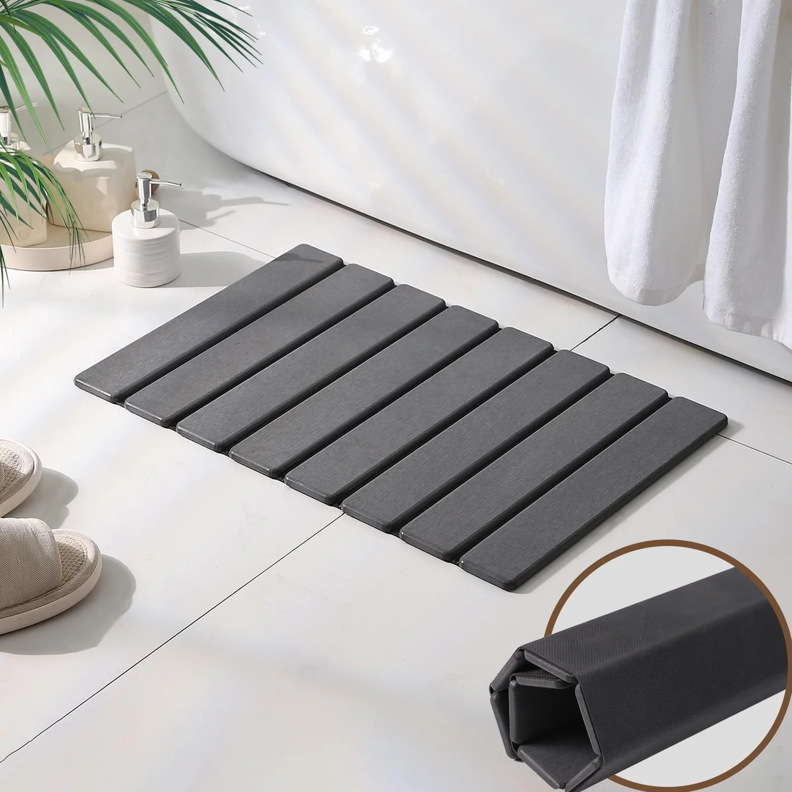 Eralove Alfombra de Baño de Diatomita, Alfombrilla Plegable 60x39cm, Antideslizante, Absorbente y Secado Rápido