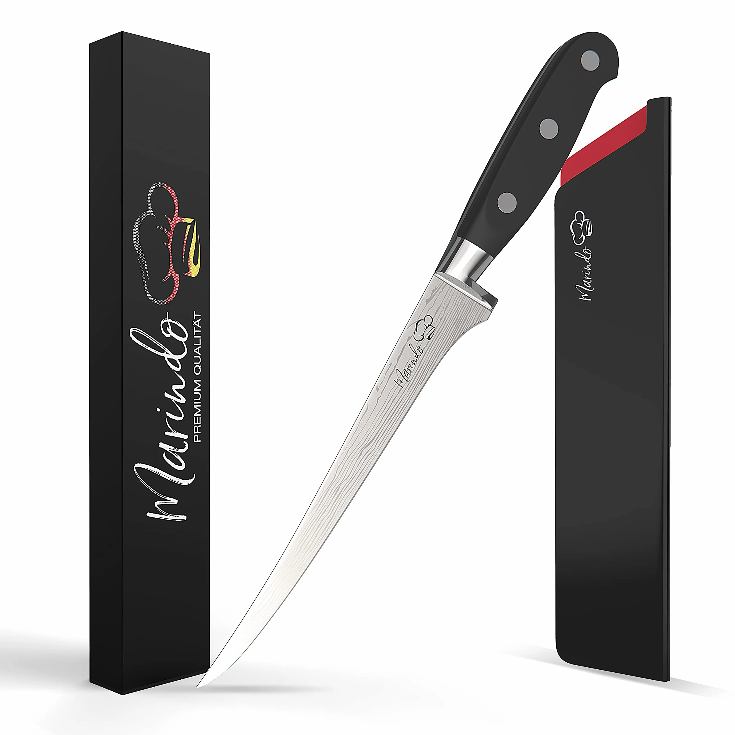Marindo Juego de cuchillos para filetear 18,5 cm acero inoxidable con funda