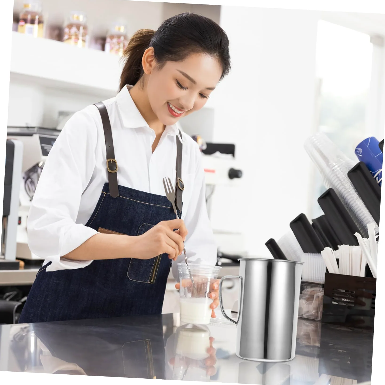 Homoyoyo Taza Medidora Asa Taza Graduada para Cocina y Laboratorio para Espumar Leche y Hornear
