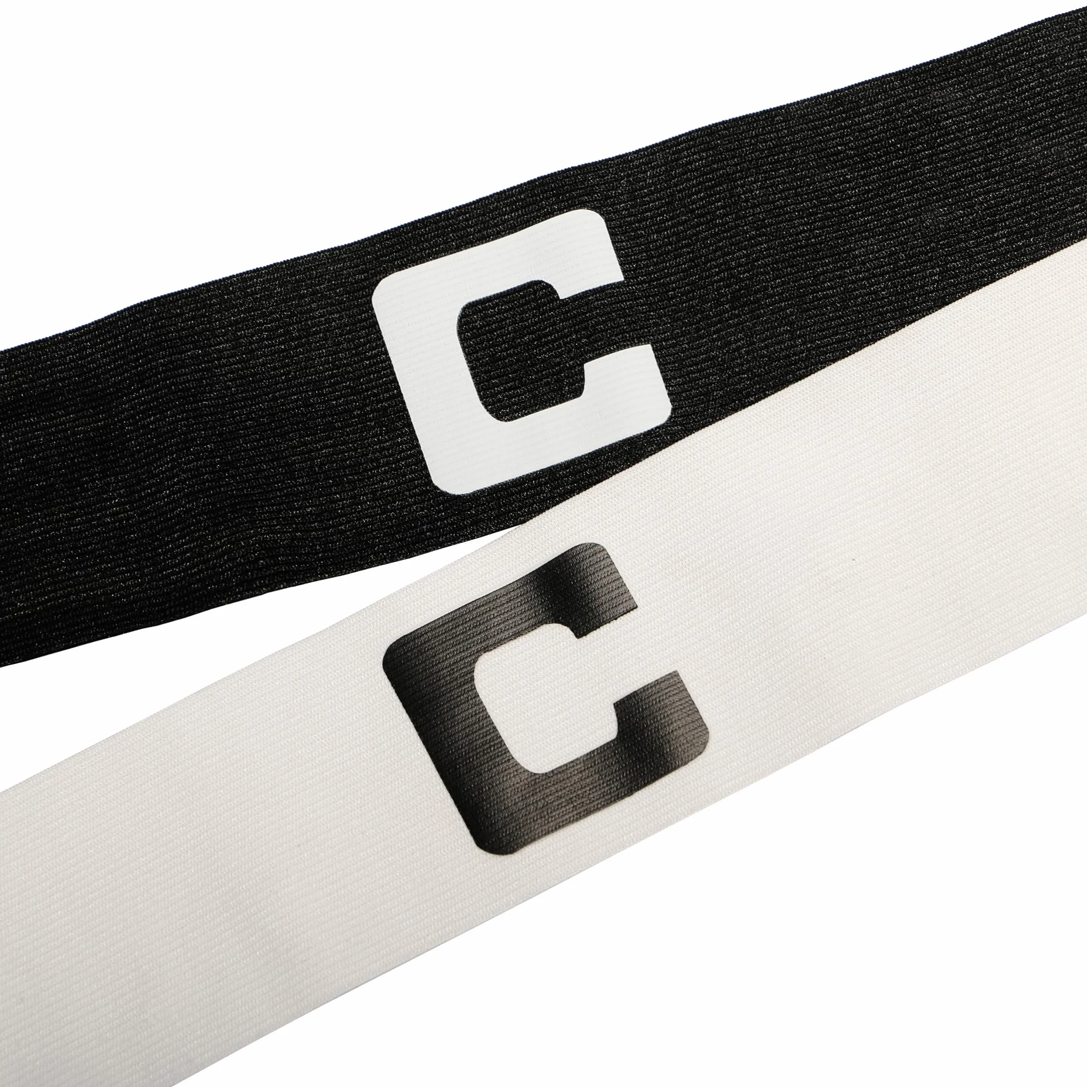 Brazalete de Capitán de Fútbol Adulto Blanco y Negro - 2 Cintas