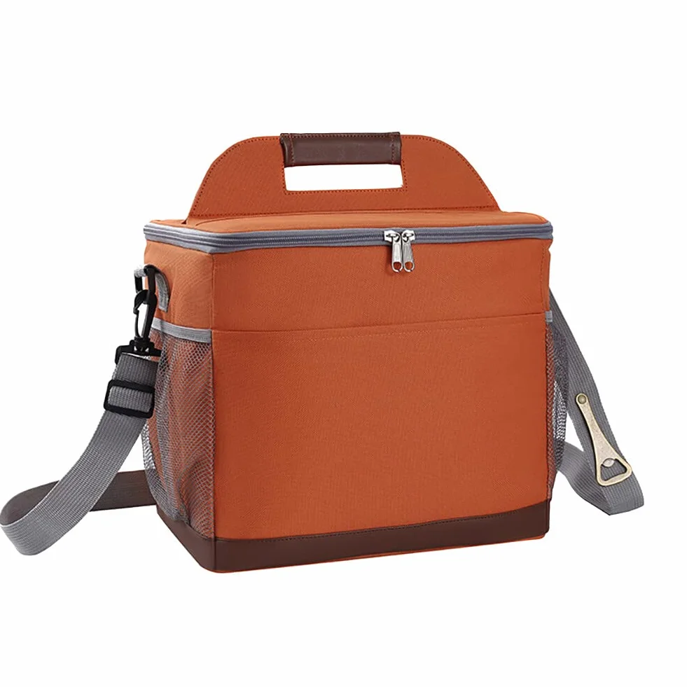 Uposao Bolsa isotérmica para el almuerzo, 16 L, portátil, impermeable, para almuerzo, pícnic, con correa para el hombro, doble compartimento para trabajo, escuela, viajes, oficina, color naranja