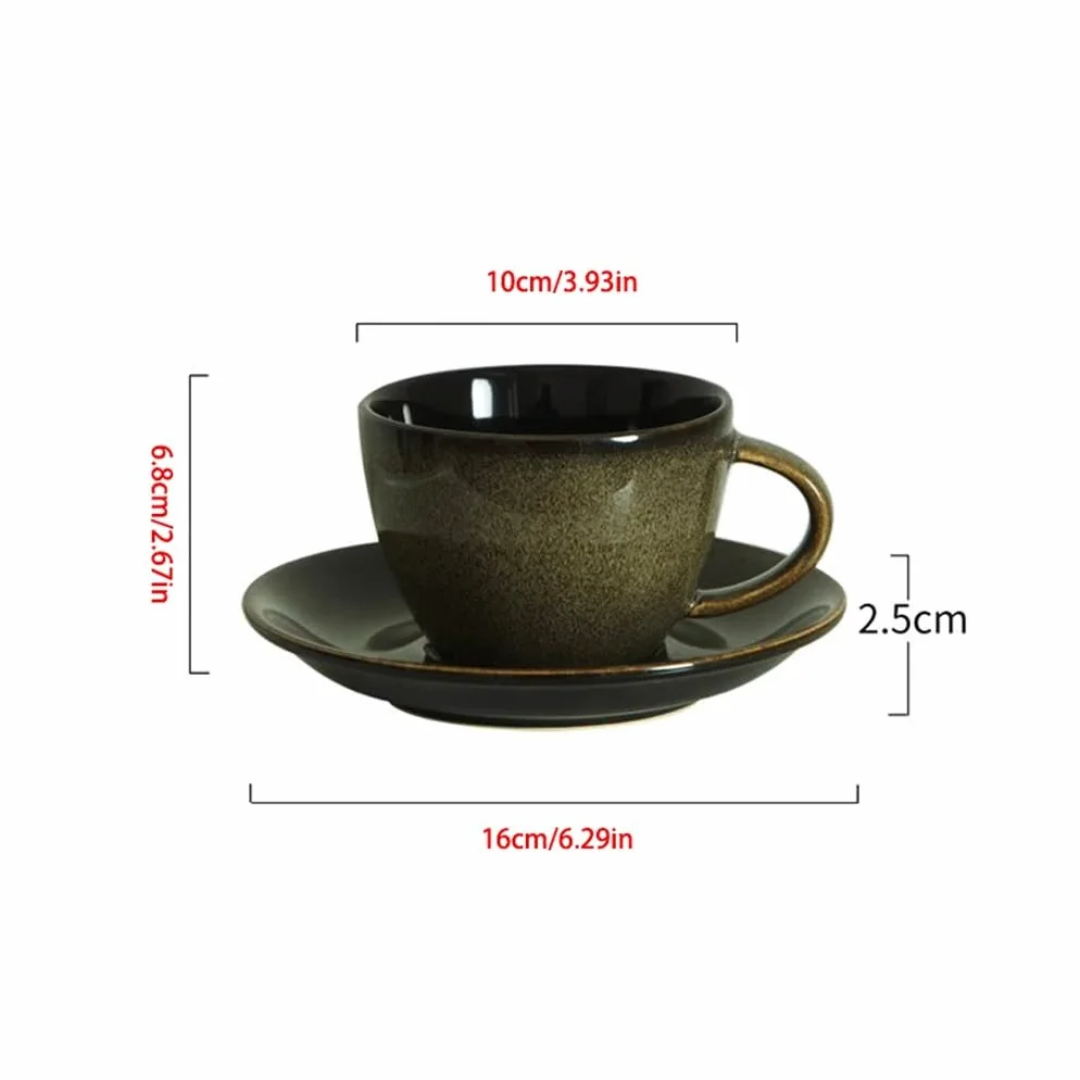 ENGENDER Tazas Cafe Taza De Café Y Platillo Retro For El Hogar Cerámica Creativa Mug Cups(E)