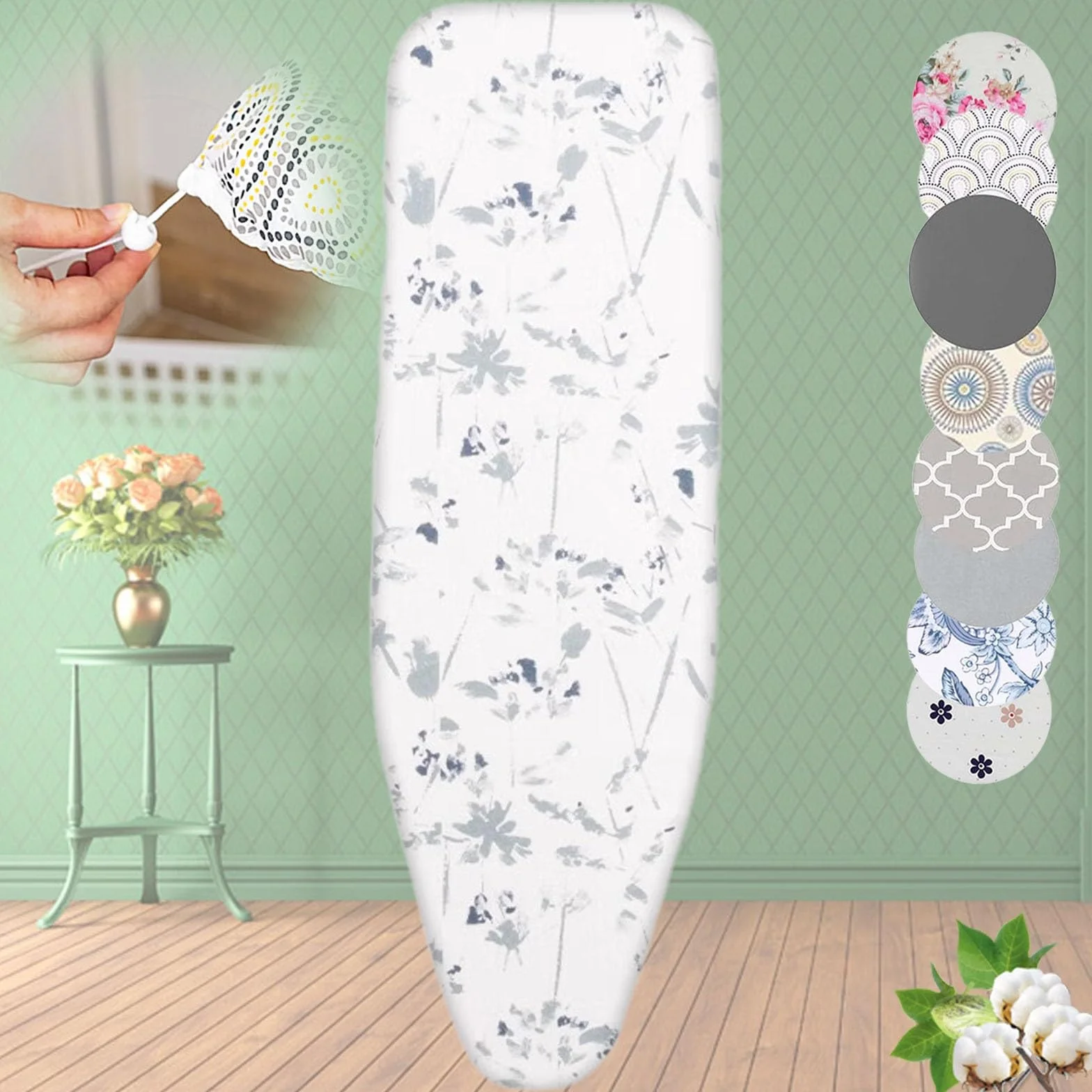 Funda para tabla de planchar resistente, 128 x 40 cm, funda acolchada de repuesto con cordón, se adapta a mesas de planchar estándar, diseño de ramas de árbol, duradera y fácil de usar
