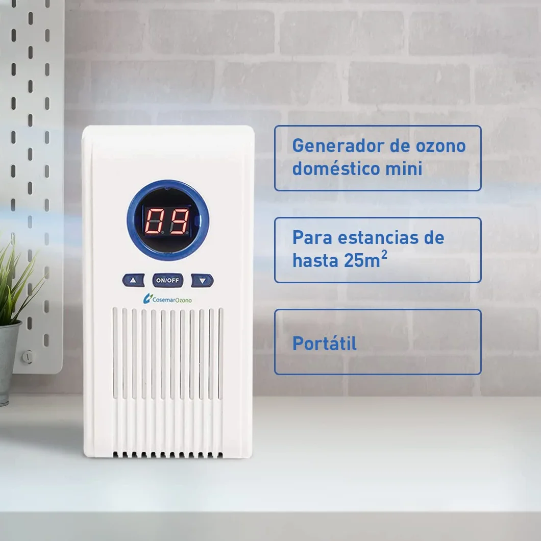 Ozono Hogar - Generador de Ozono Portátil Doméstico Mini - Purificador de aire - Esterilizador de olores - Producción 100 mg/h