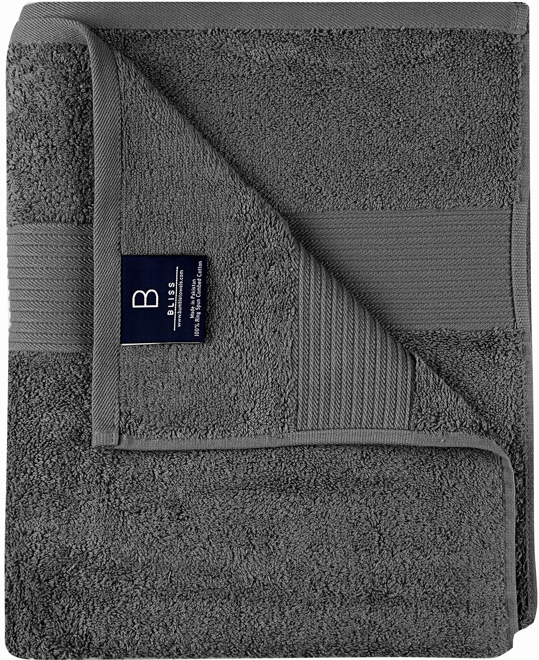 Bumble Towels Bliss - Toallas de baño de algodón Peinado de Lujo, 86 x 142 cm, Extra Grandes, 650 gsm, Suaves, absorbentes (Paquete de 4, Gris Oscuro)