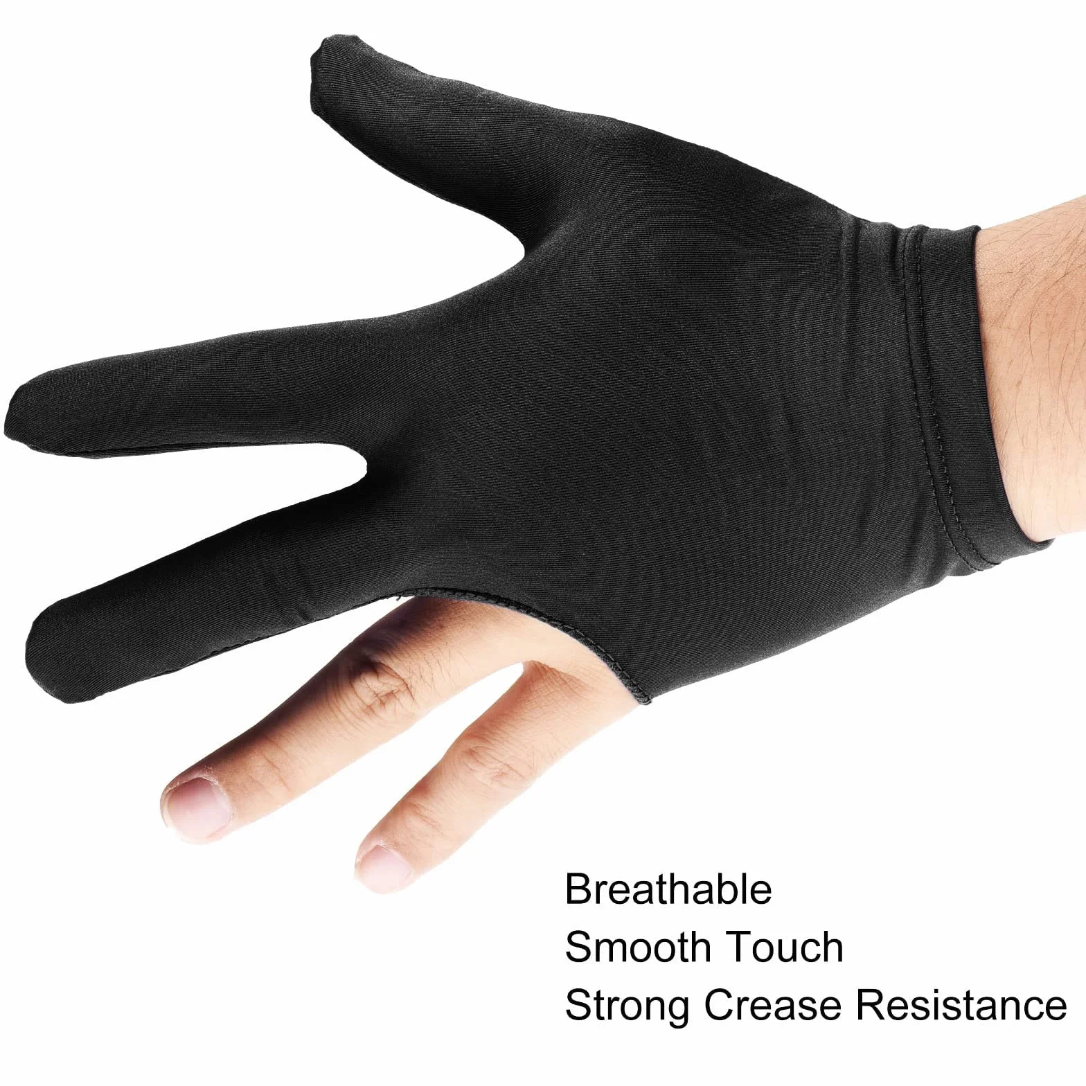 zalati Guantes de billar de tres dedos para taco de billar, licra y licra para mano izquierda y derecha, color rojo