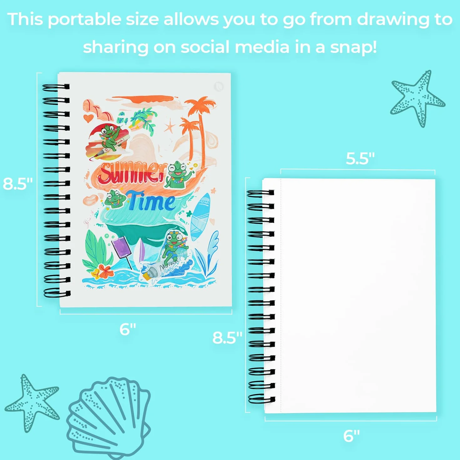 Ohuhu A5 Cuaderno de Dibujo Doble Cara Sin Traspaso - 60 Hojas/120 Páginas, Sketchbook Profesional 150g/m² para Marcadores de Alcohol, Encuadernación en Espiral