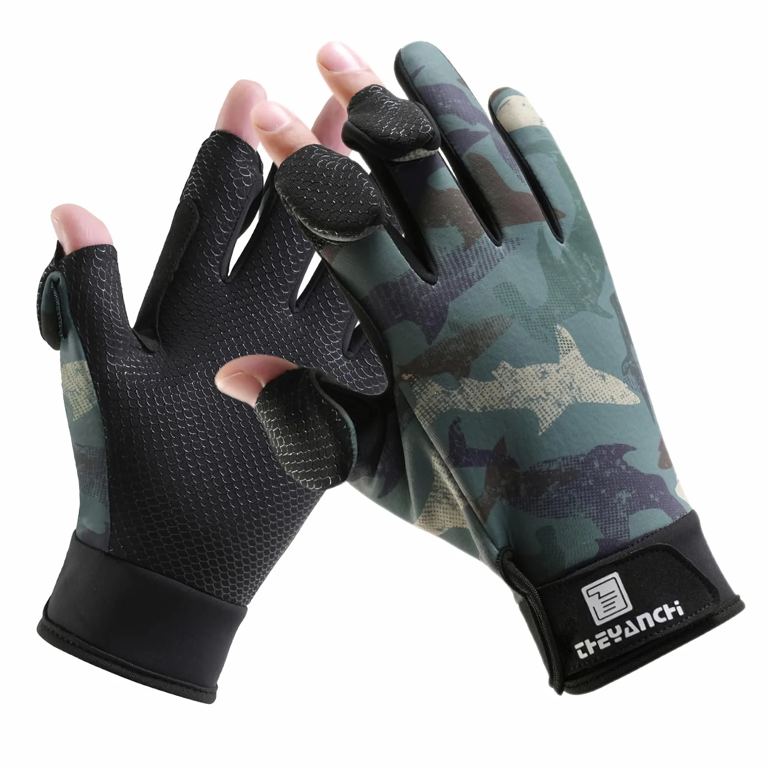 Guantes de pesca UPF50+ protección UV antideslizantes dedo completo caza hombres