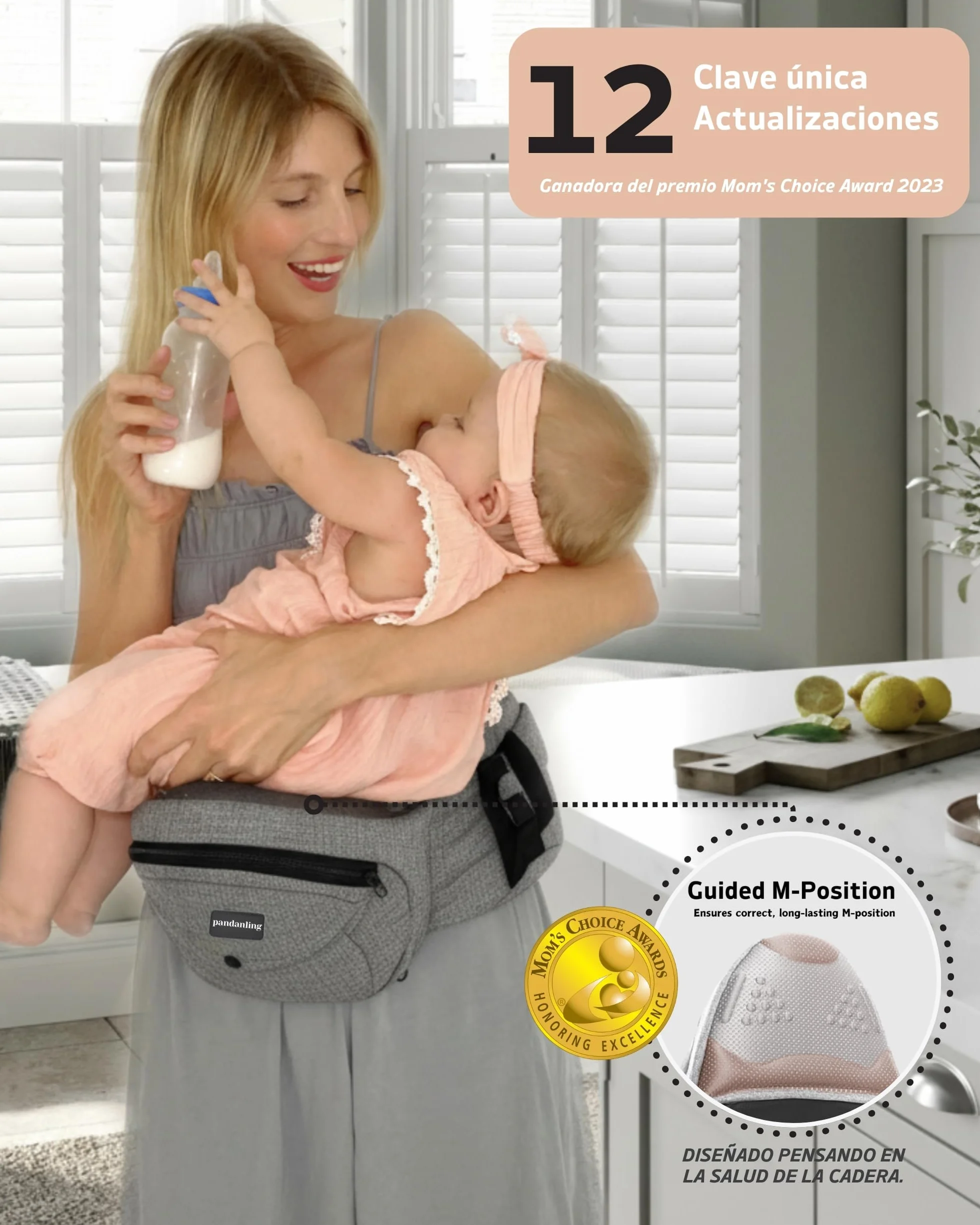 Cinturón Portabebés Ergonómico 3-20 kg 0-36 Meses Gris | Ganador Premio Mom's Choice